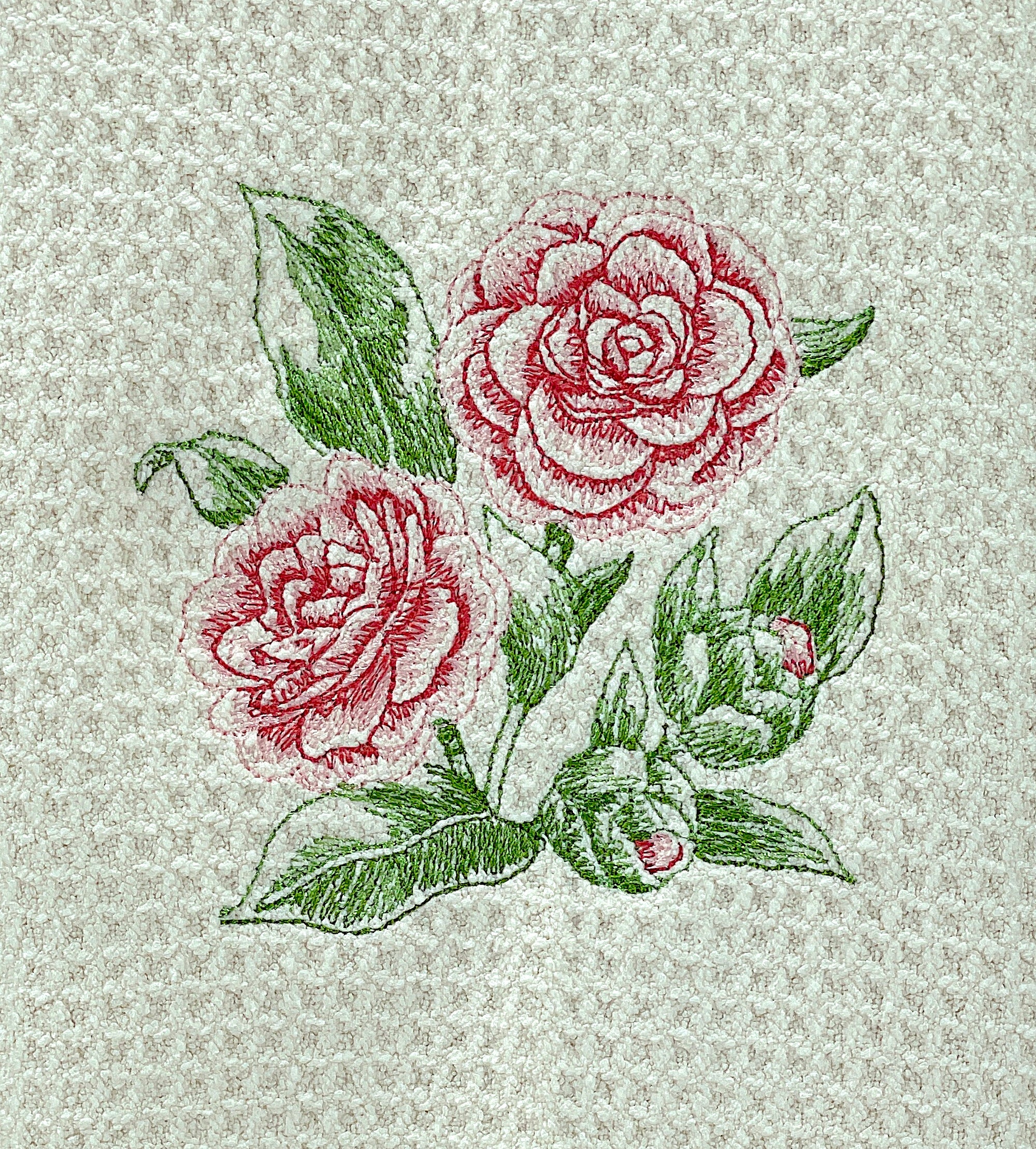 Camelia Sketch Microfiber Waffle Weave Hand Towel