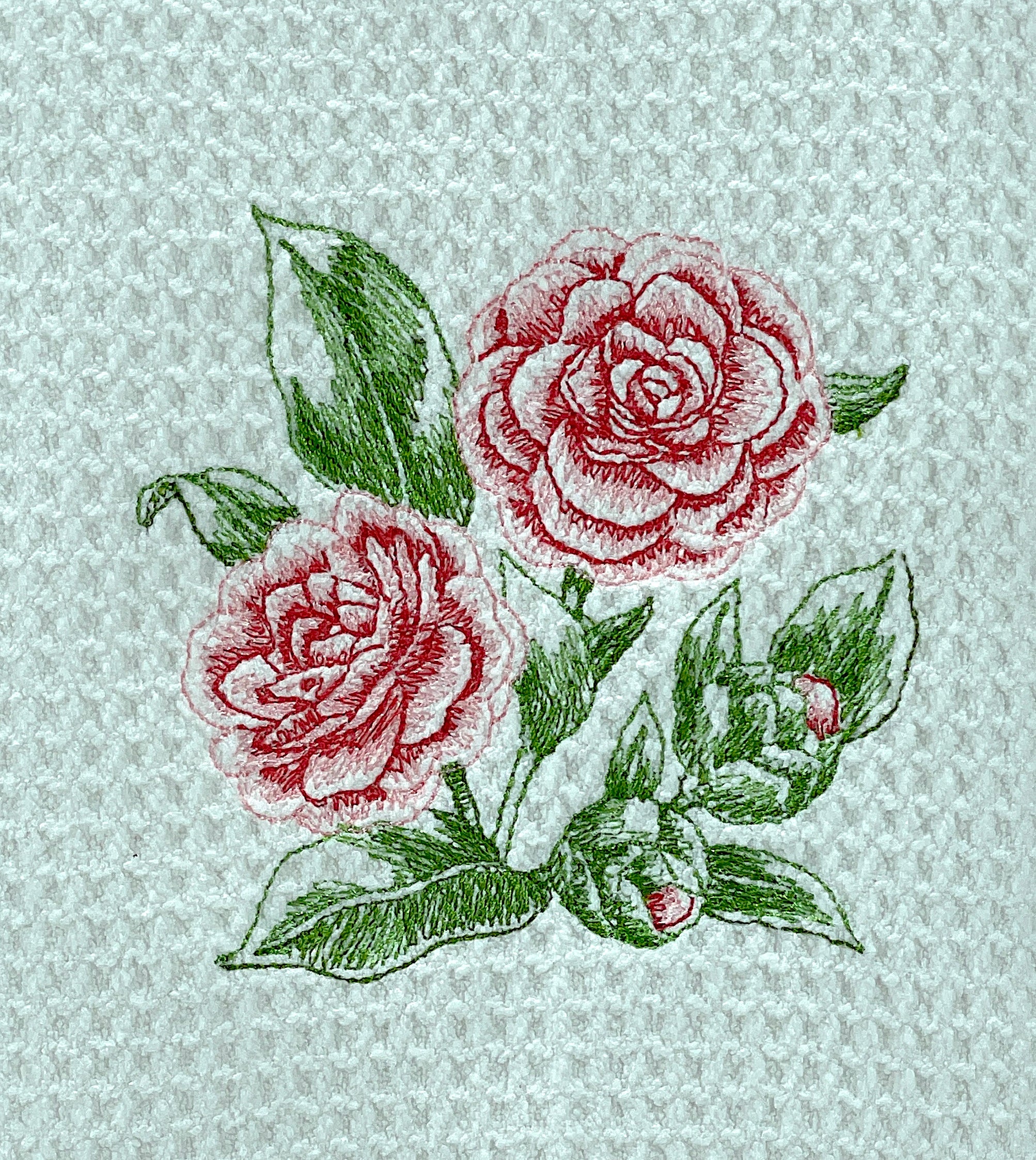 Camelia Sketch Microfiber Waffle Weave Hand Towel