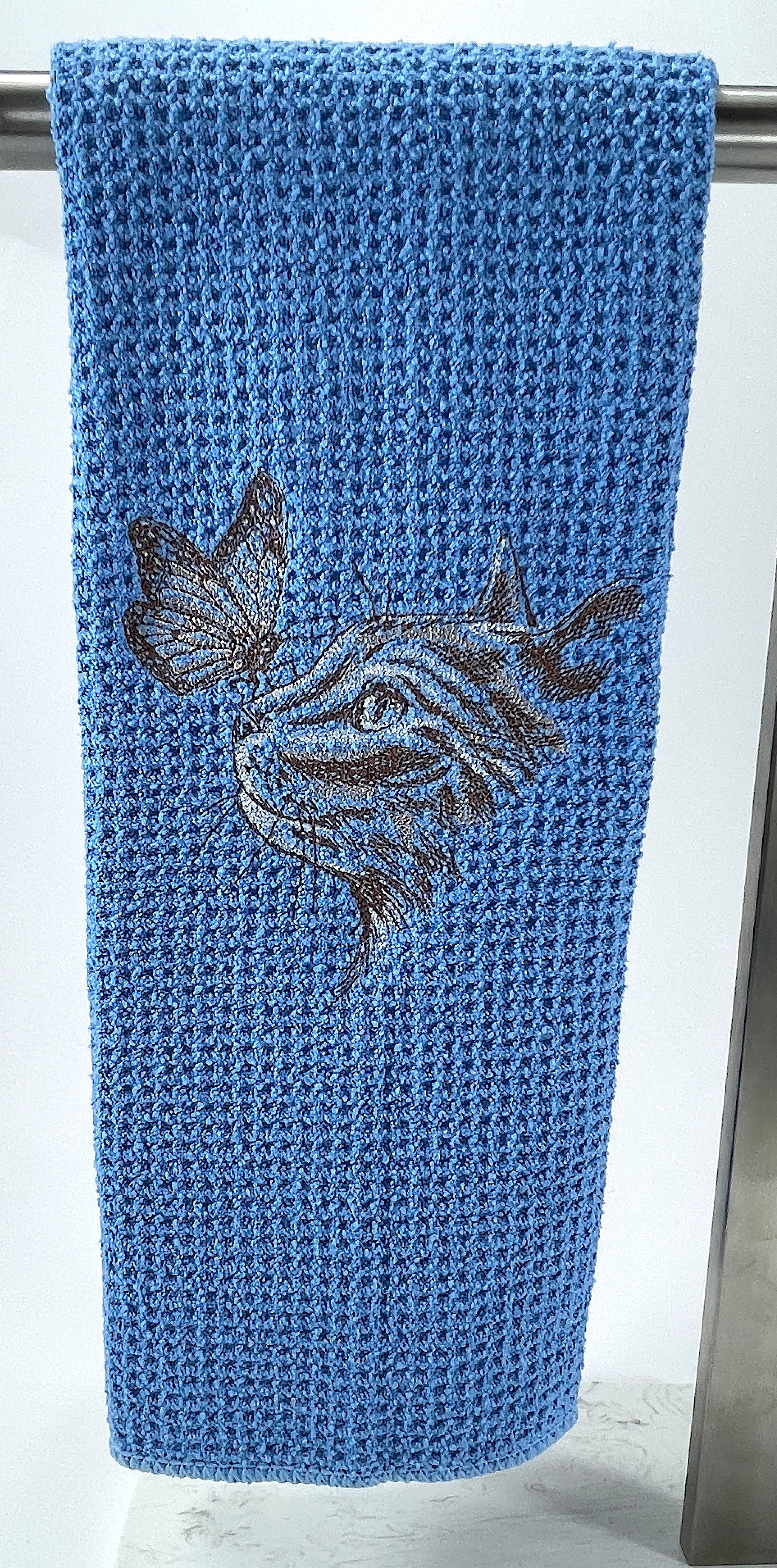 Cat and Butterfly microfiber waffle weave hand  towel