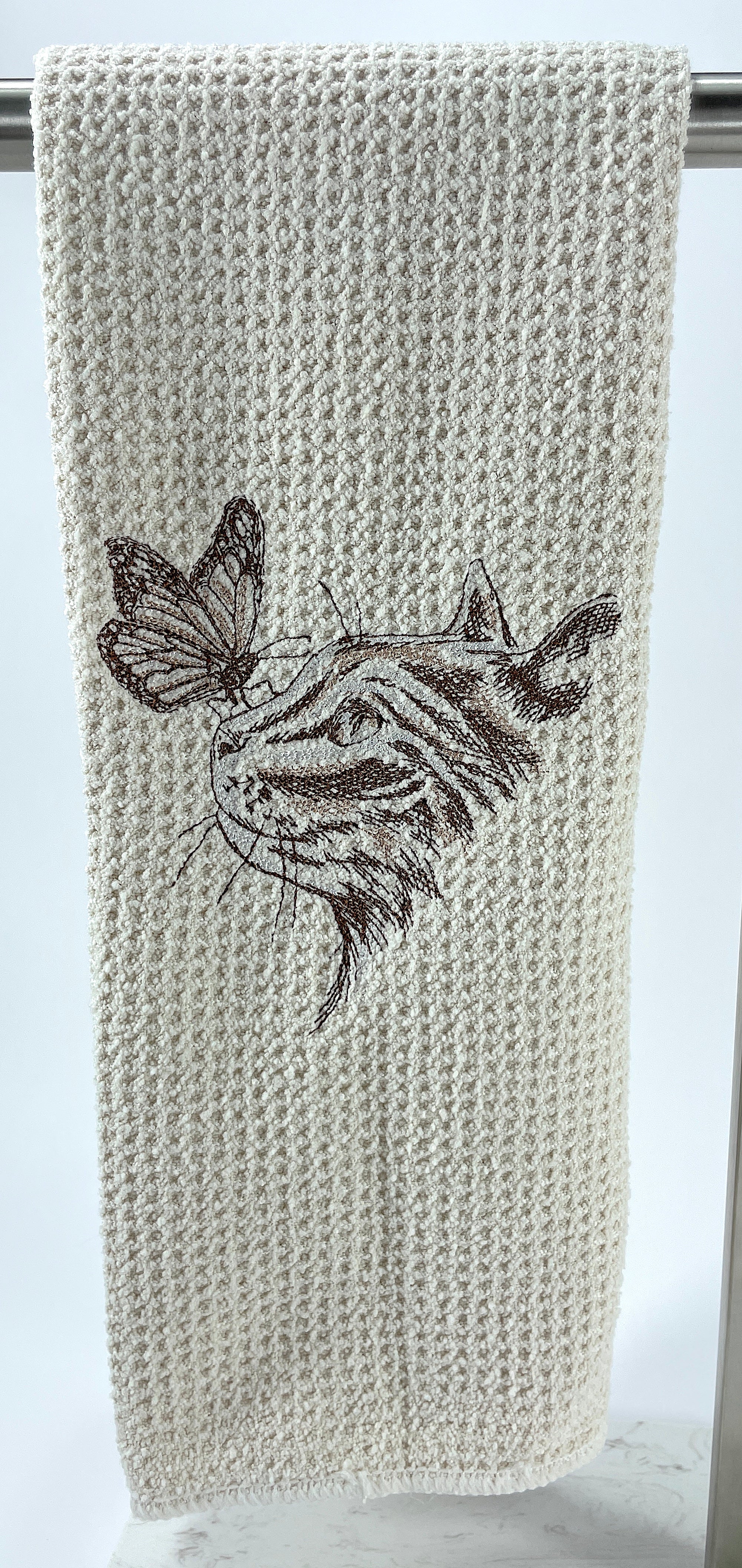 Cat and Butterfly microfiber waffle weave hand  towel