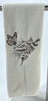 Cat and Butterfly microfiber waffle weave hand  towel