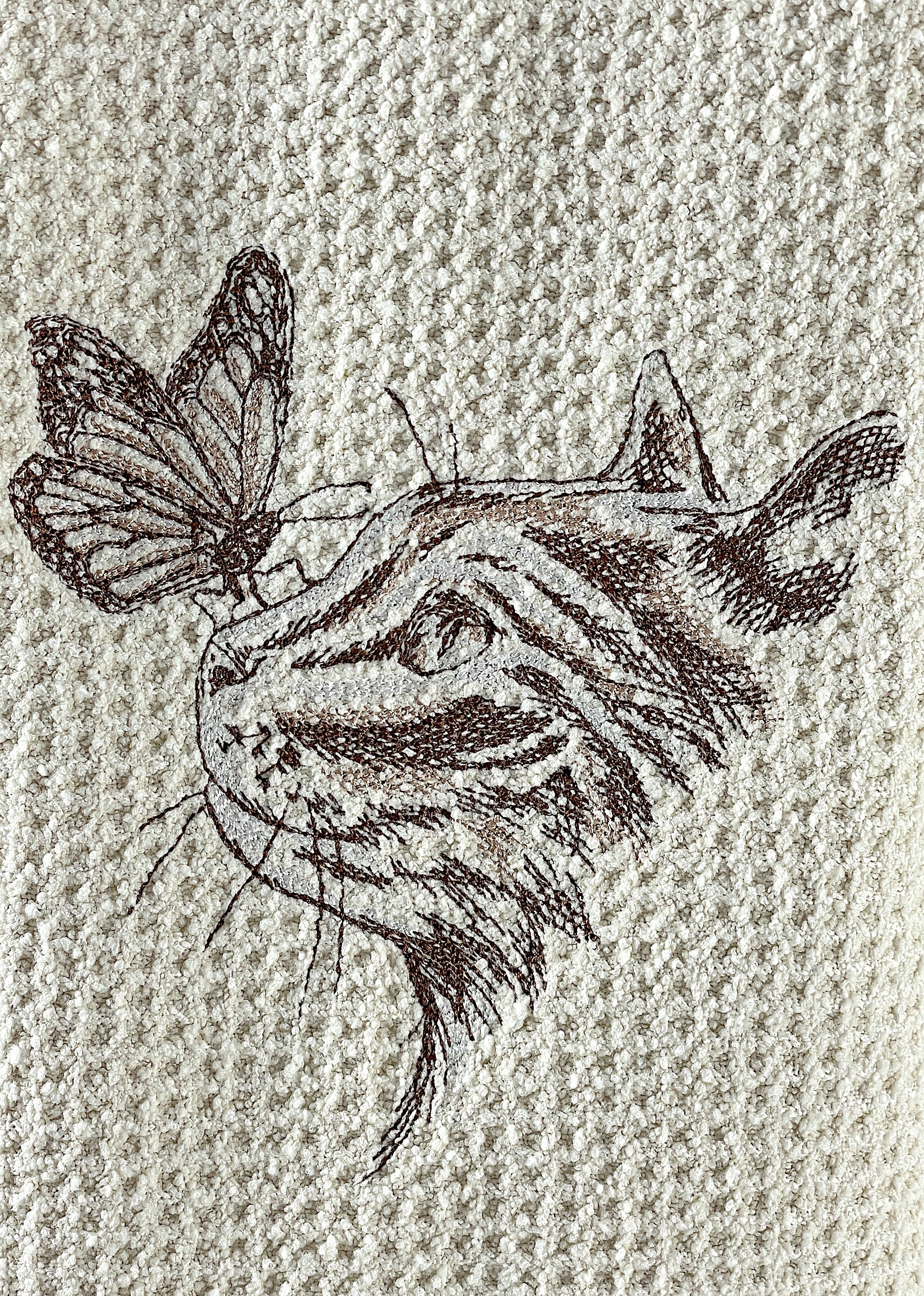 Cat and Butterfly microfiber waffle weave hand  towel