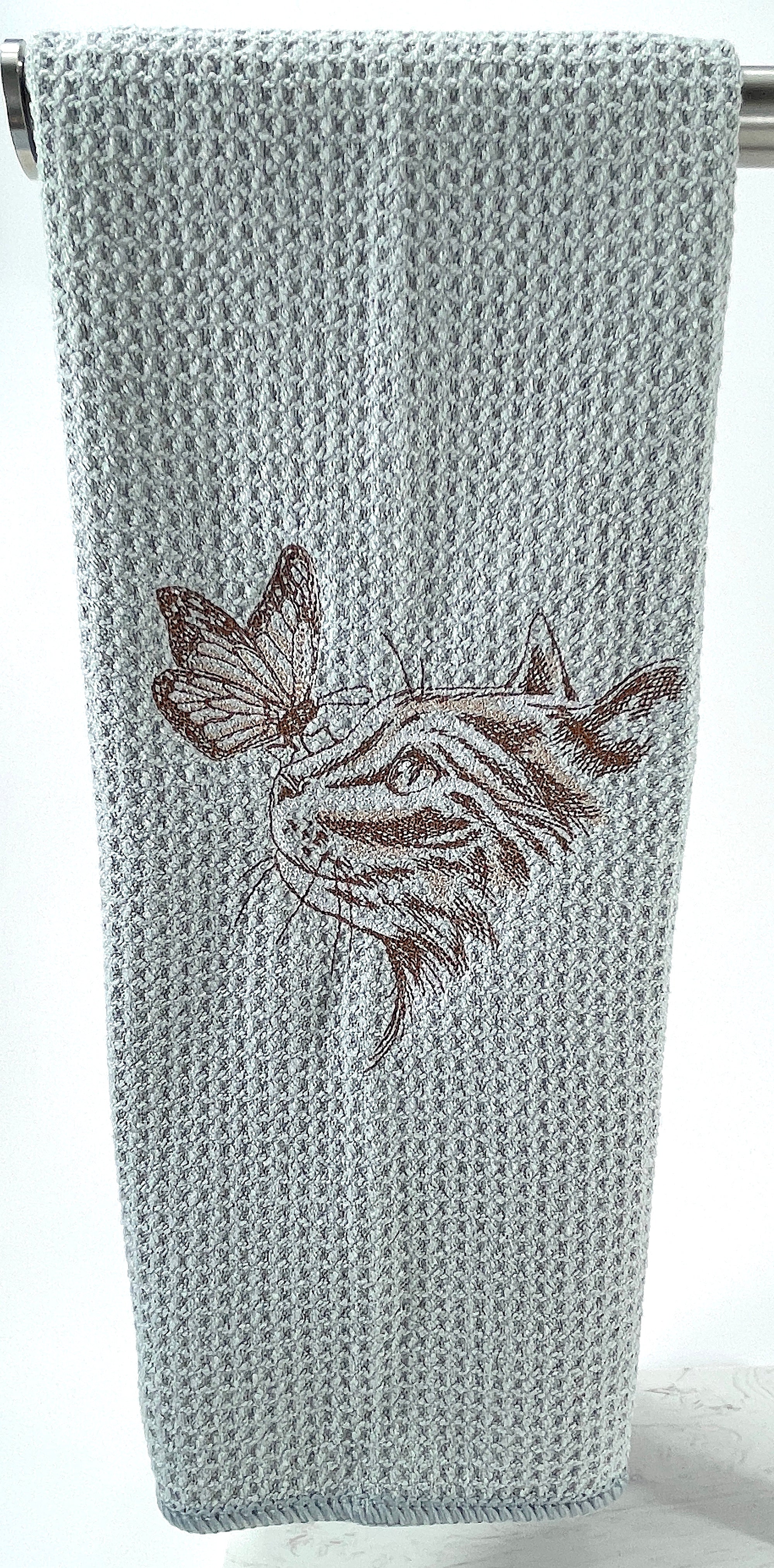 Cat and Butterfly microfiber waffle weave hand  towel