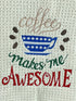 Coffee makes me awesome microfiber waffle weave hand  towel - Kitchen towel