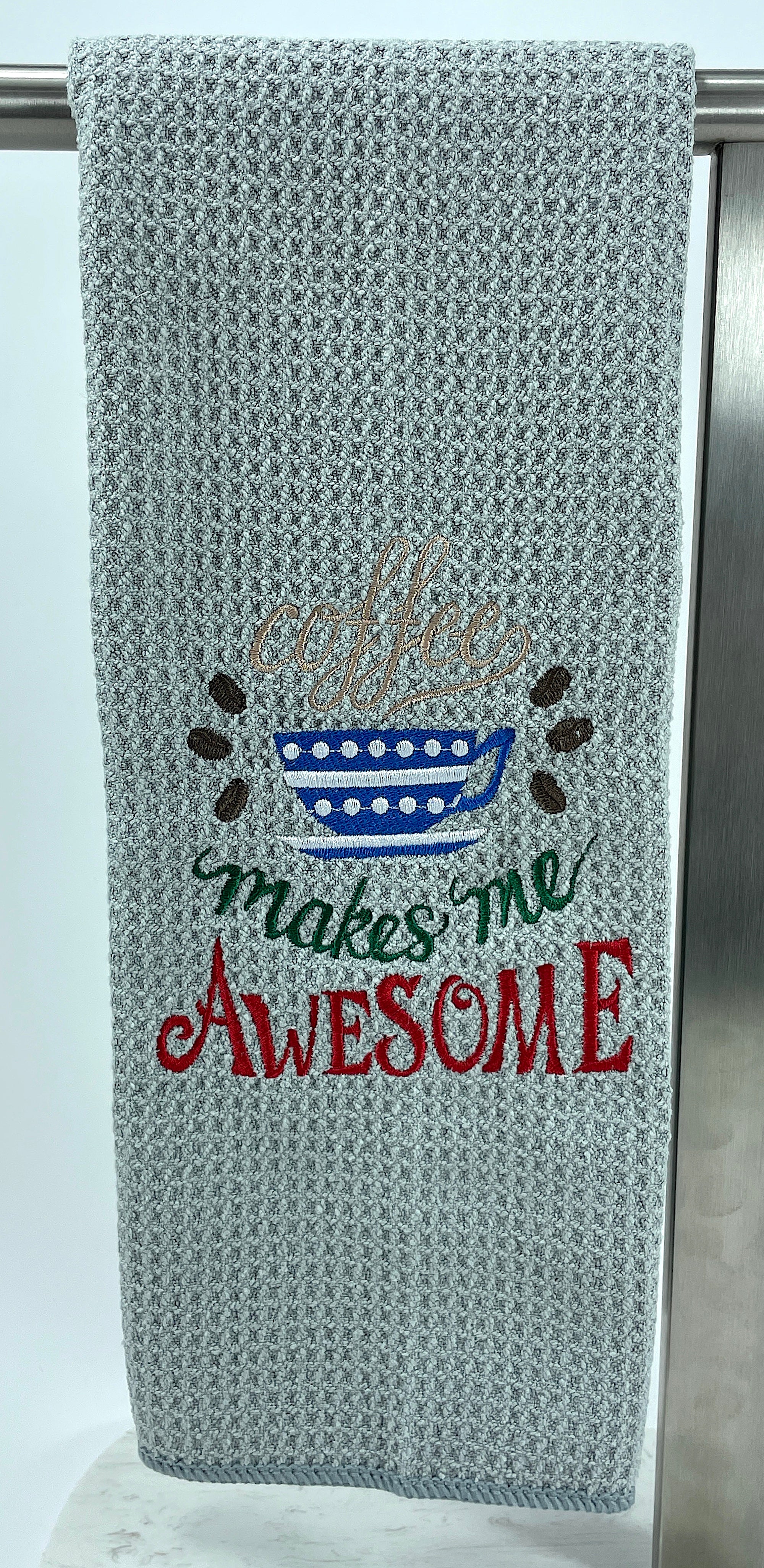 Coffee makes me awesome microfiber waffle weave hand  towel - Kitchen towel