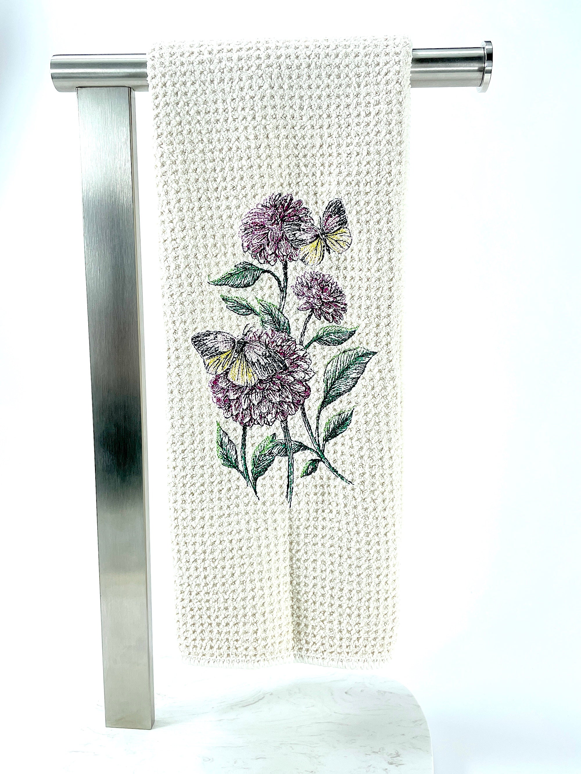 Flower and Butterfly microfiber waffle weave hand  towel - Kitchen towel