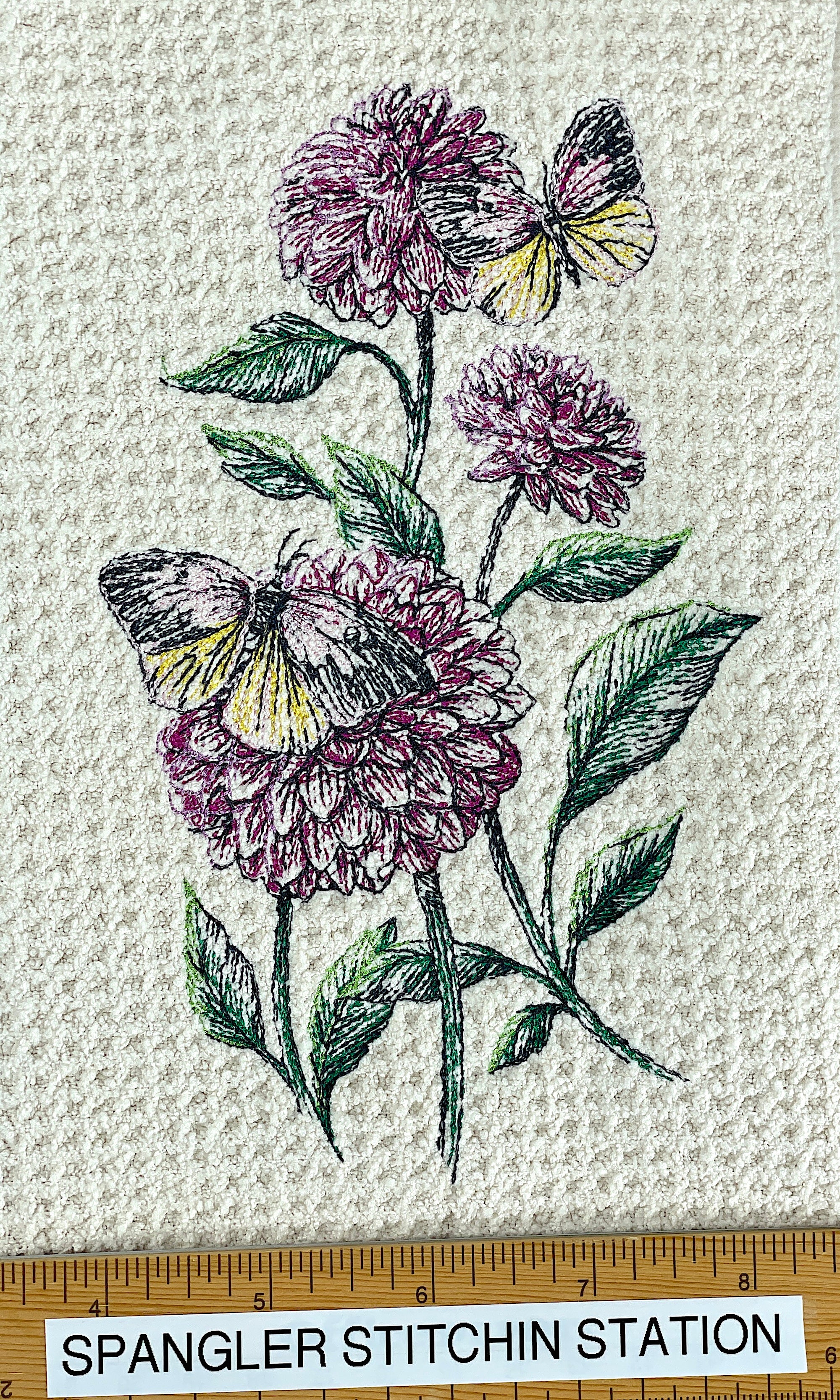 Flower and Butterfly microfiber waffle weave hand  towel - Kitchen towel