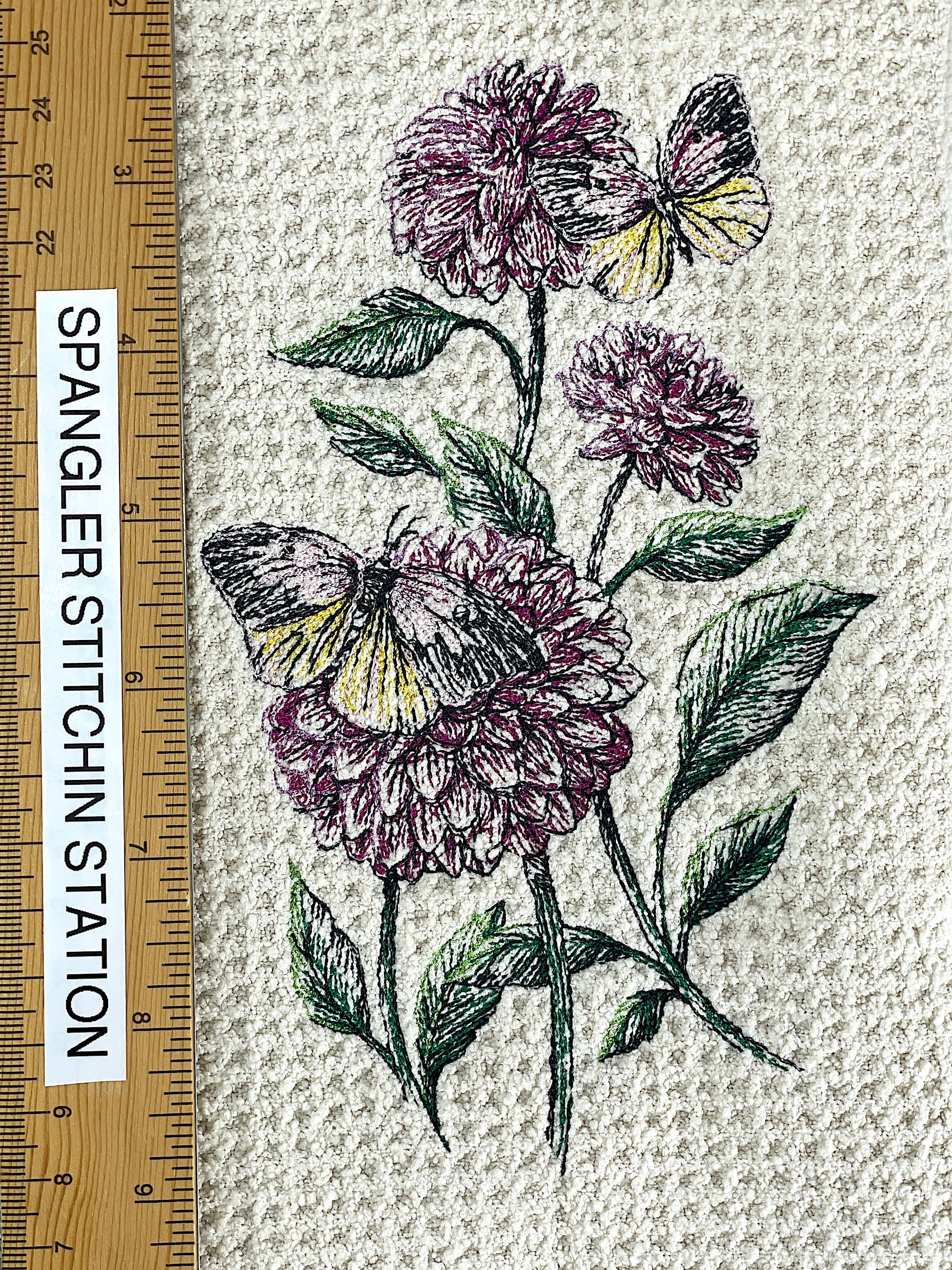 Flower and Butterfly microfiber waffle weave hand  towel - Kitchen towel