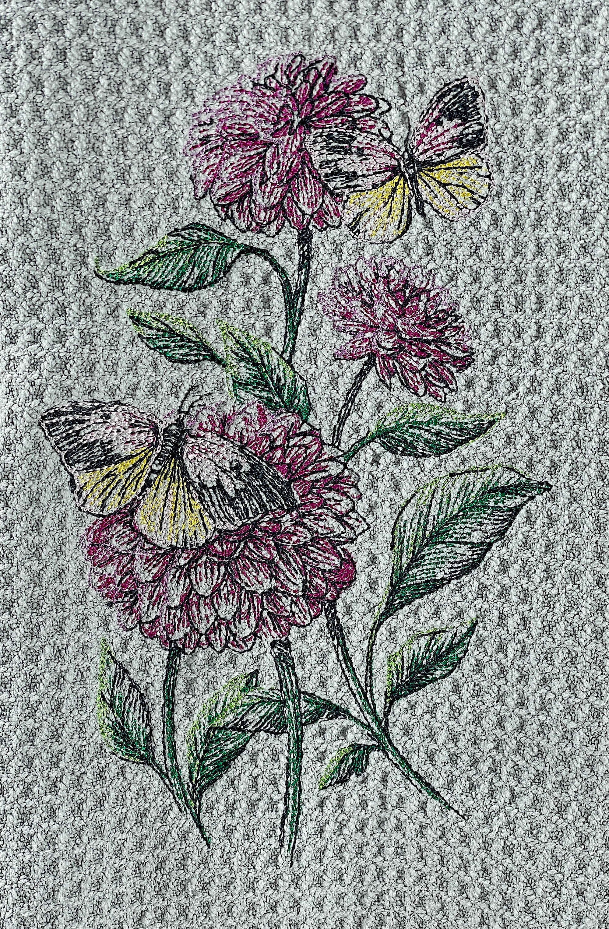 Flower and Butterfly microfiber waffle weave hand  towel - Kitchen towel