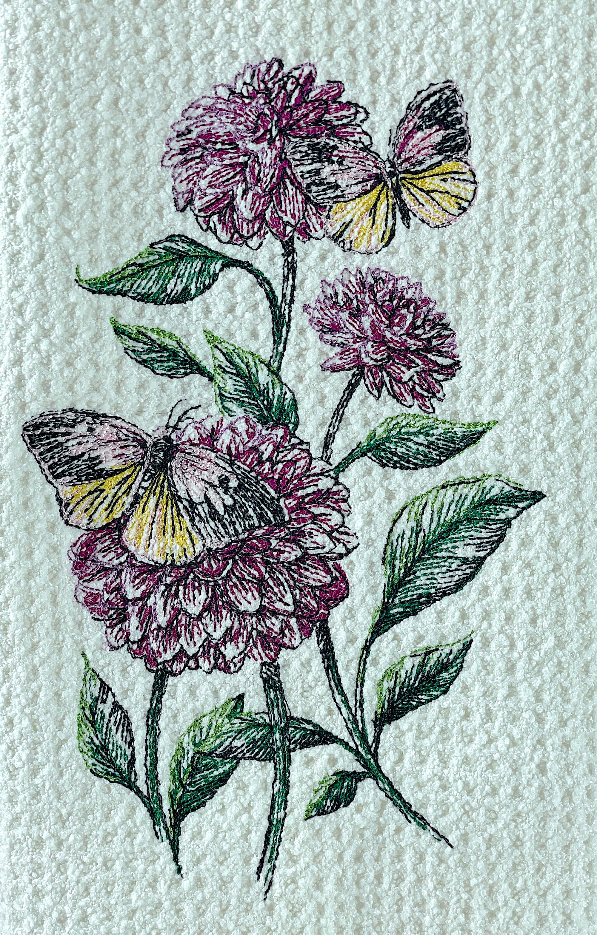 Flower and Butterfly microfiber waffle weave hand  towel - Kitchen towel