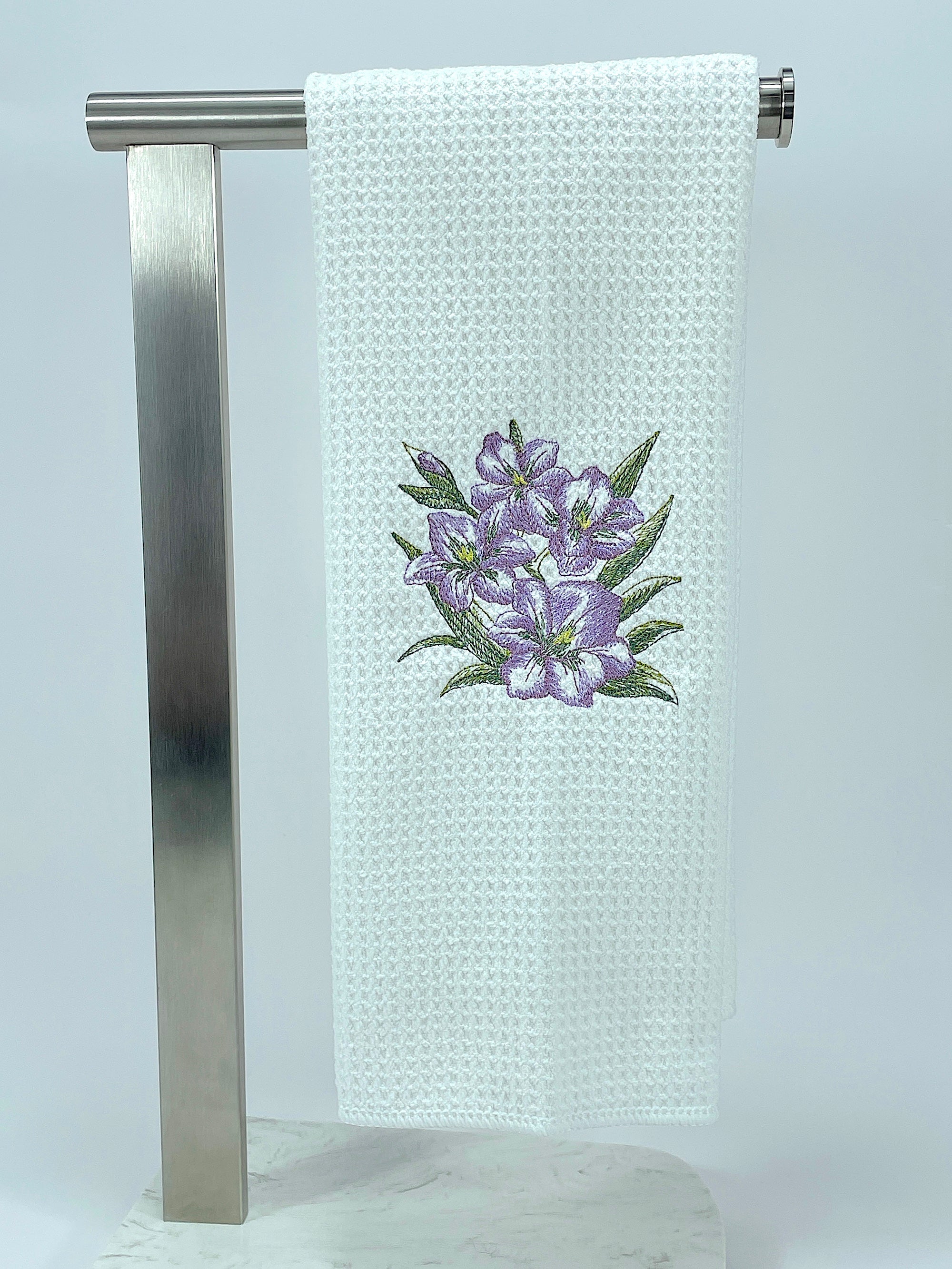 Gladiolus Sketch  microfiber waffle weave hand  towel