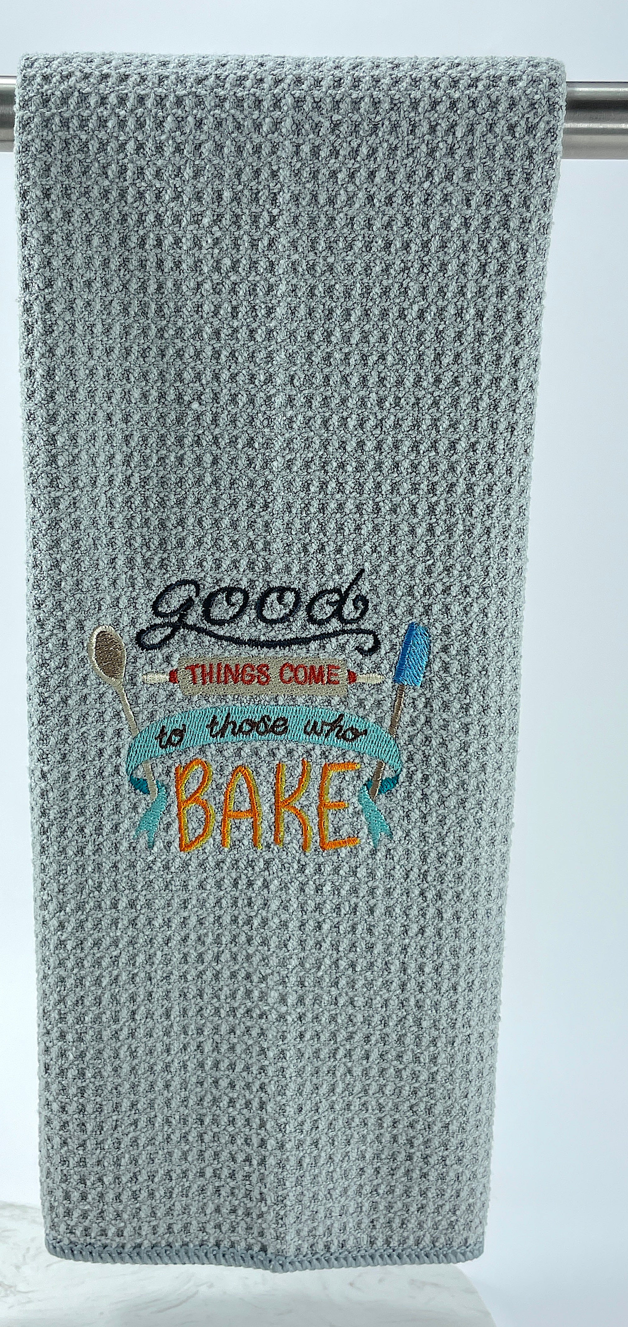 Good things come to those who bake microfiber waffle weave hand towel