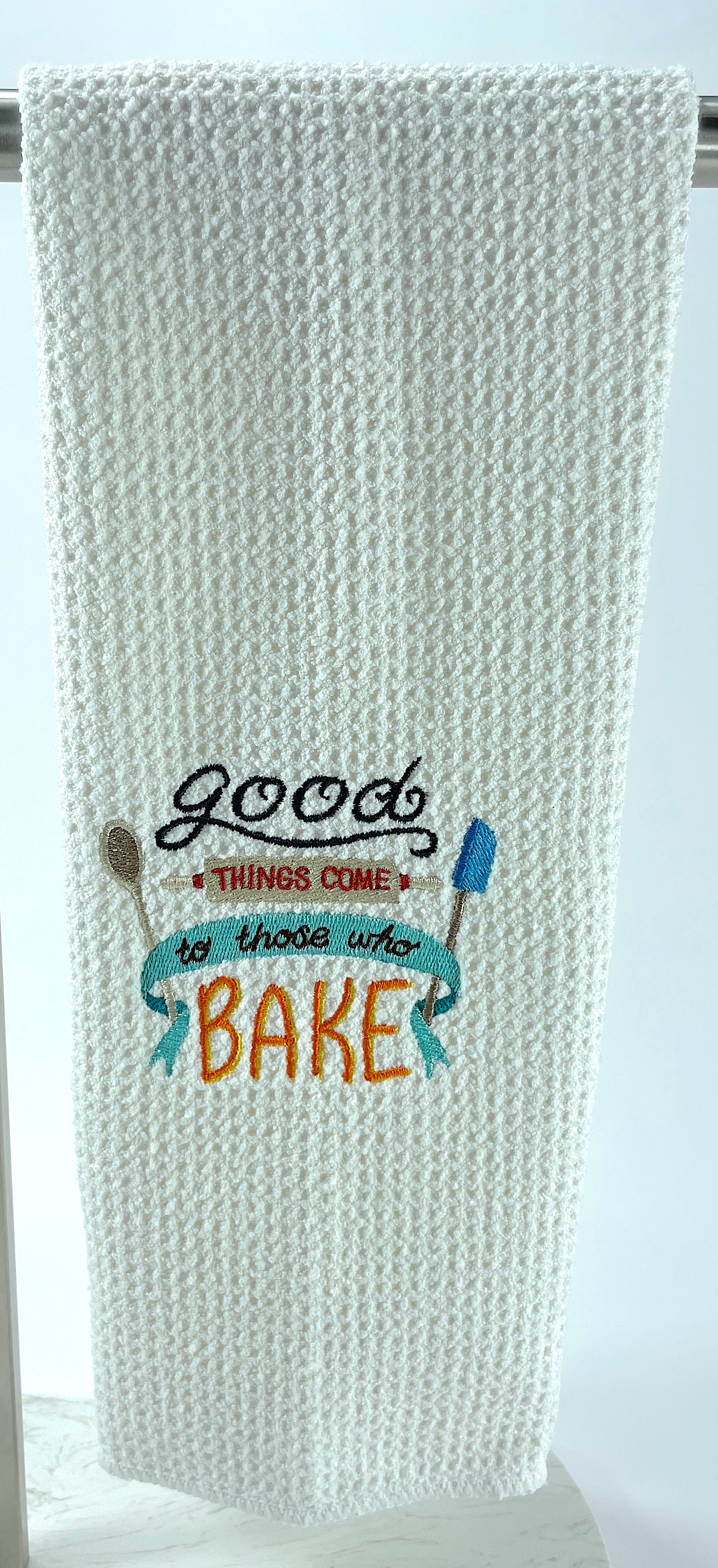Good things come to those who bake microfiber waffle weave hand towel