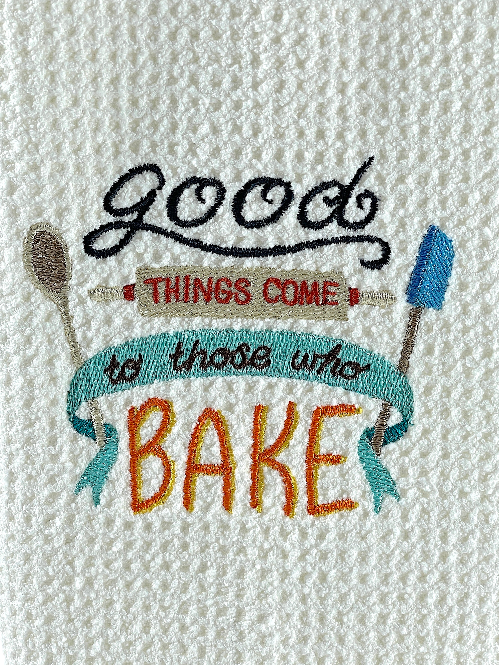 Good things come to those who bake microfiber waffle weave hand towel