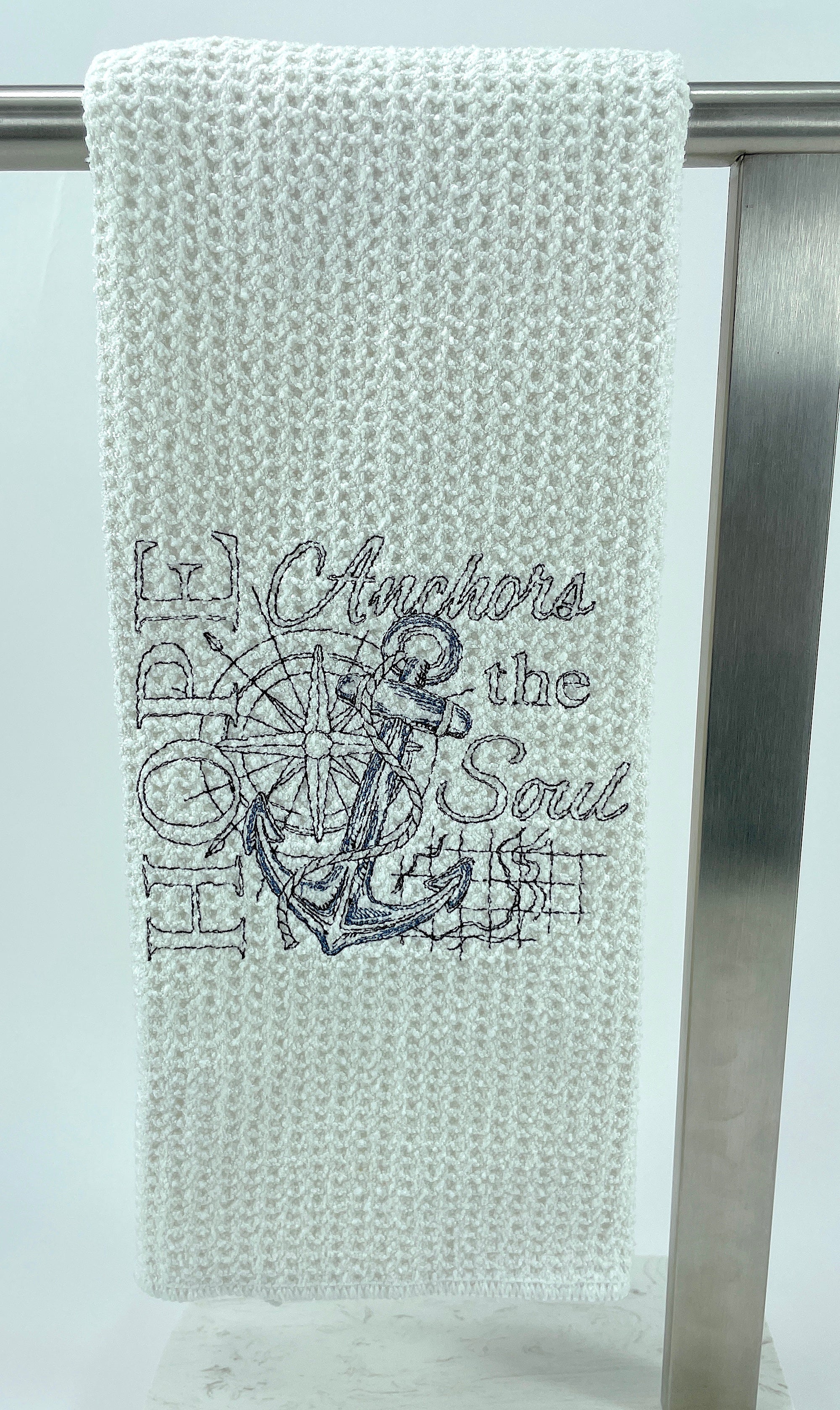 Hope Anchors the Soul microfiber waffle weave hand towel