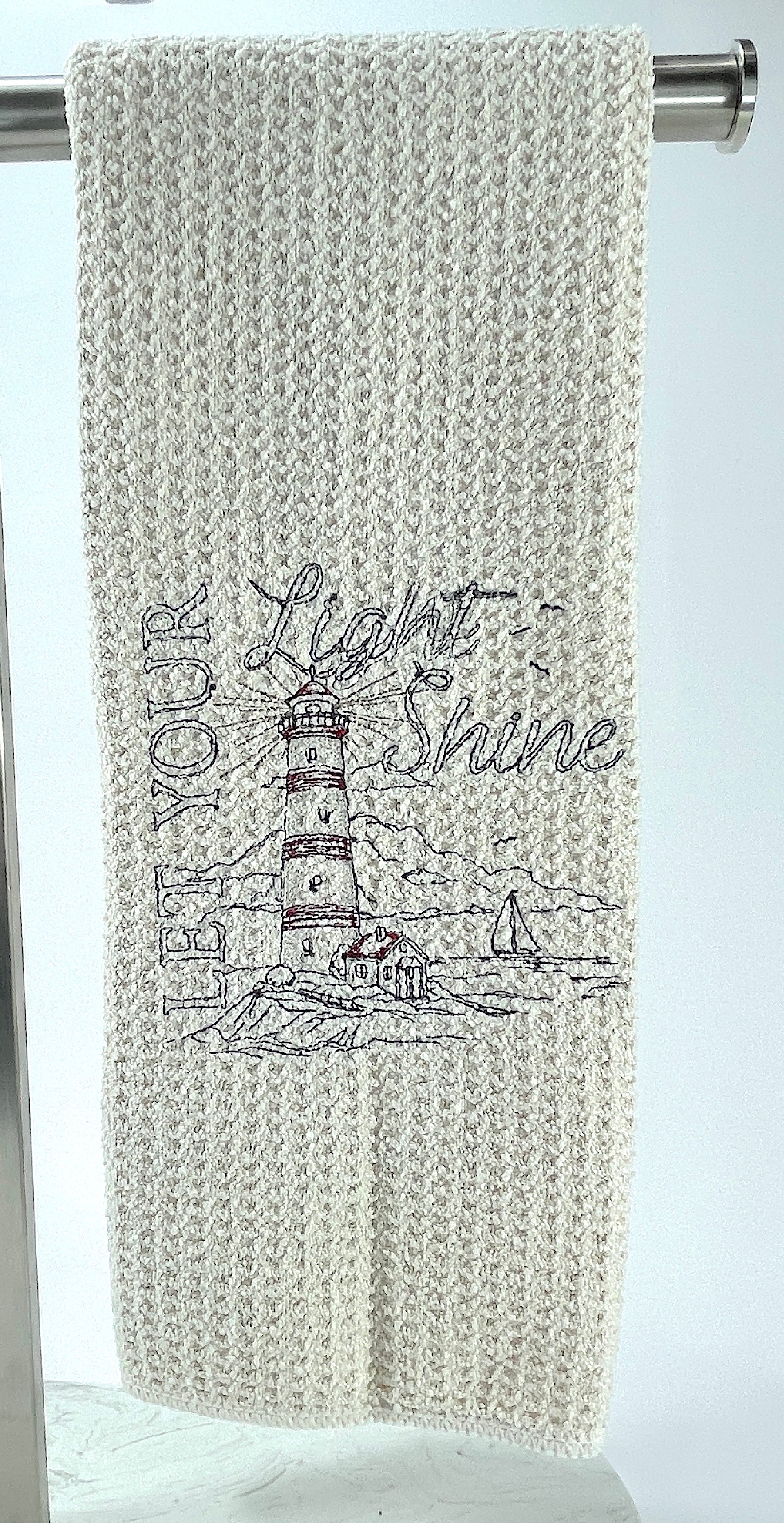 Let your light shine nautical microfiber waffle weave hand towel