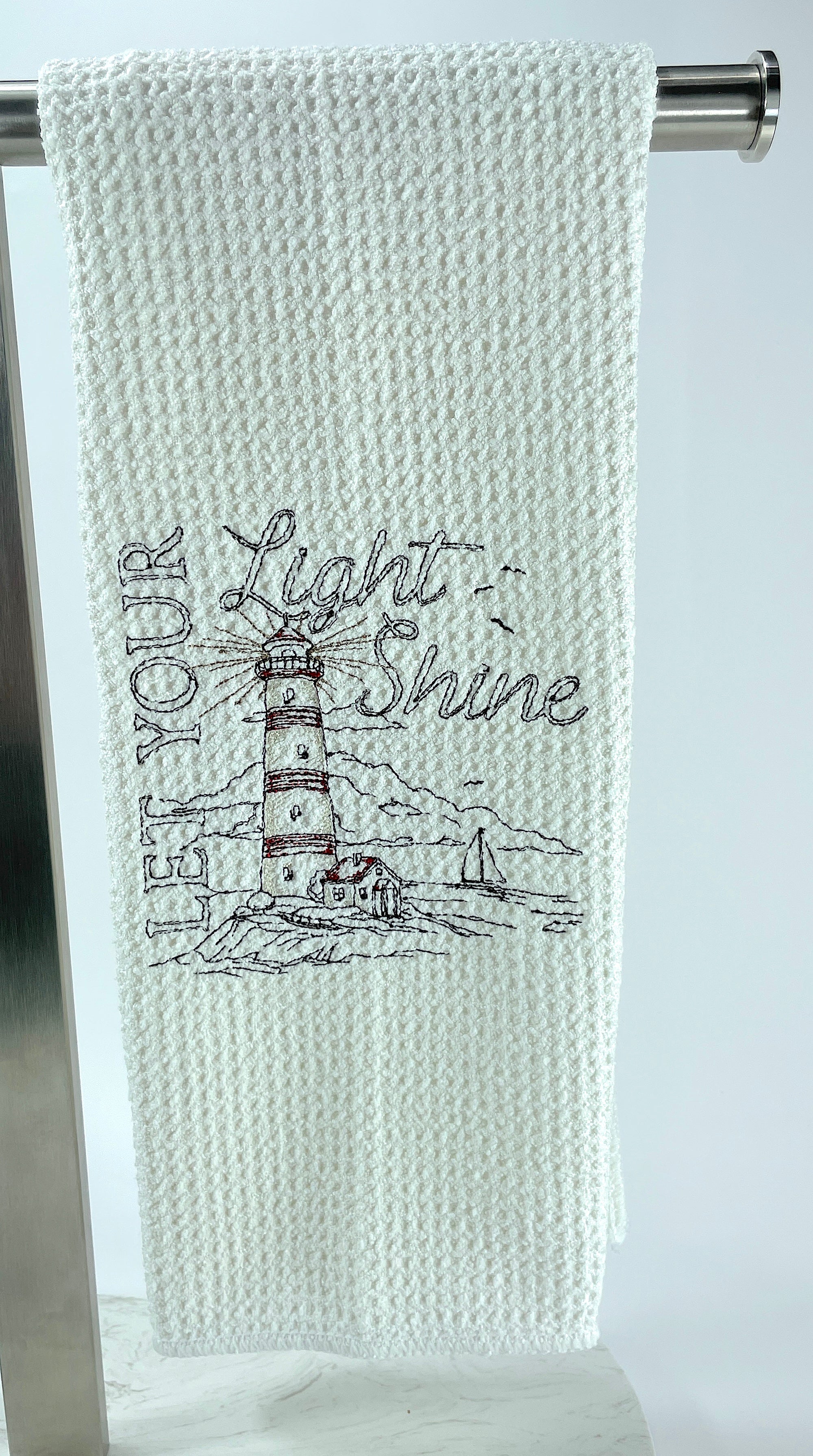 Let your light shine nautical microfiber waffle weave hand towel