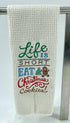 Life is Short eat Christmas Cookies microfiber waffle weave hand towel