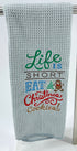 Life is Short eat Christmas Cookies microfiber waffle weave hand towel