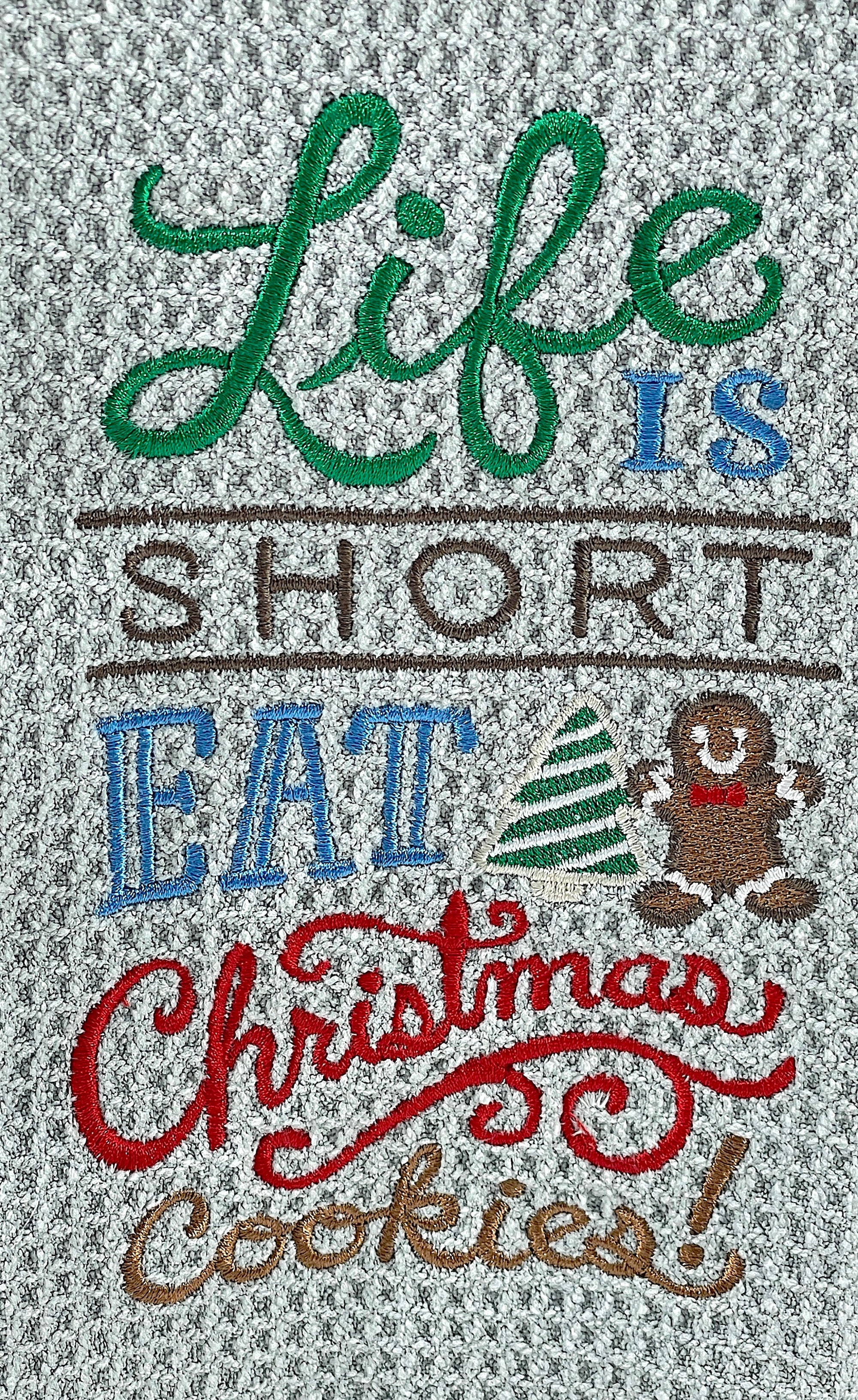 Life is Short eat Christmas Cookies microfiber waffle weave hand towel