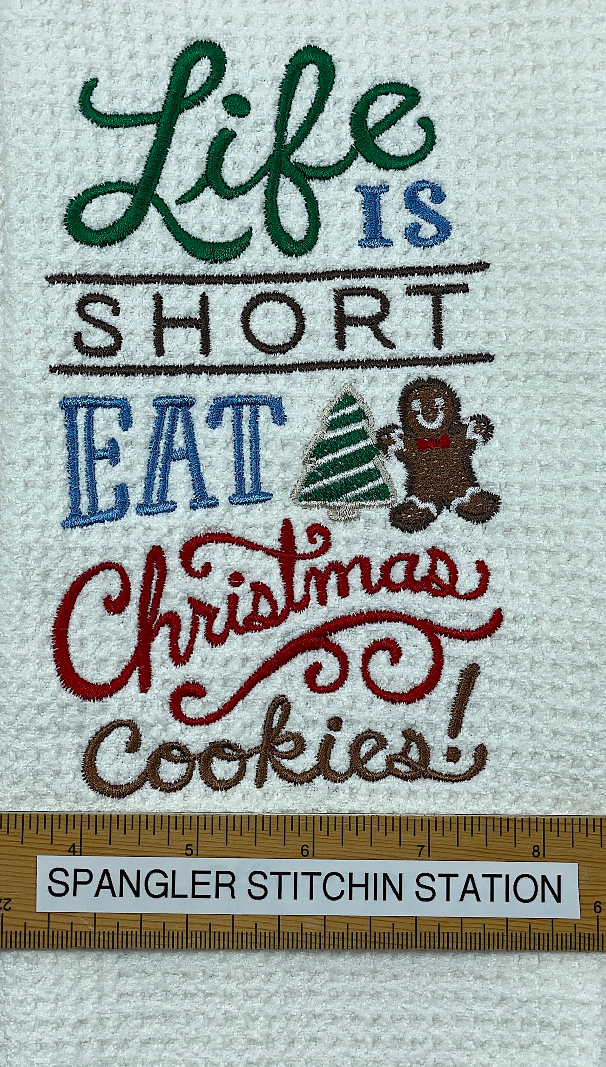 Life is Short eat Christmas Cookies microfiber waffle weave hand towel