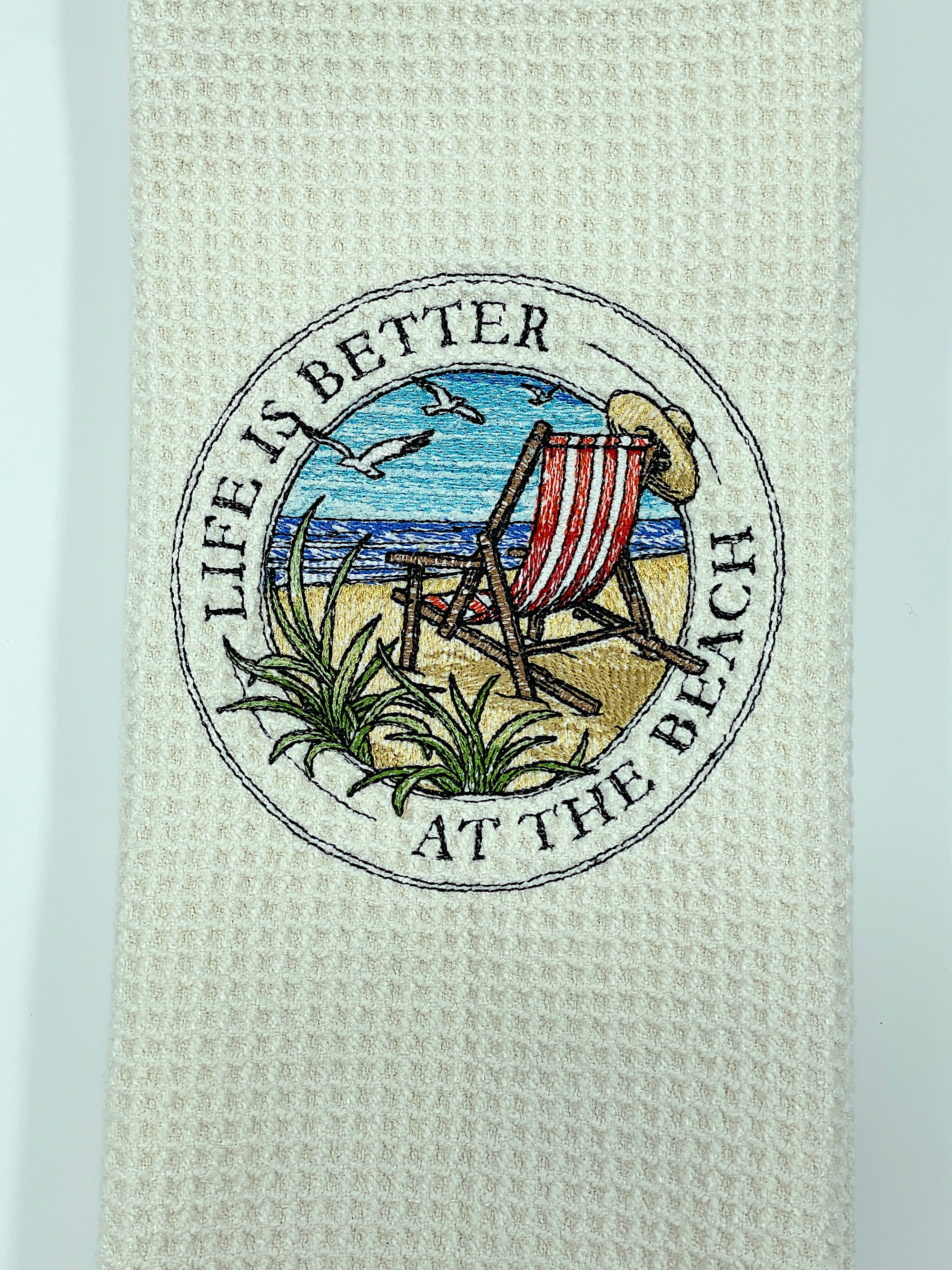 Life is Better at the Beach Microfiber Waffle Weave Hand Towel