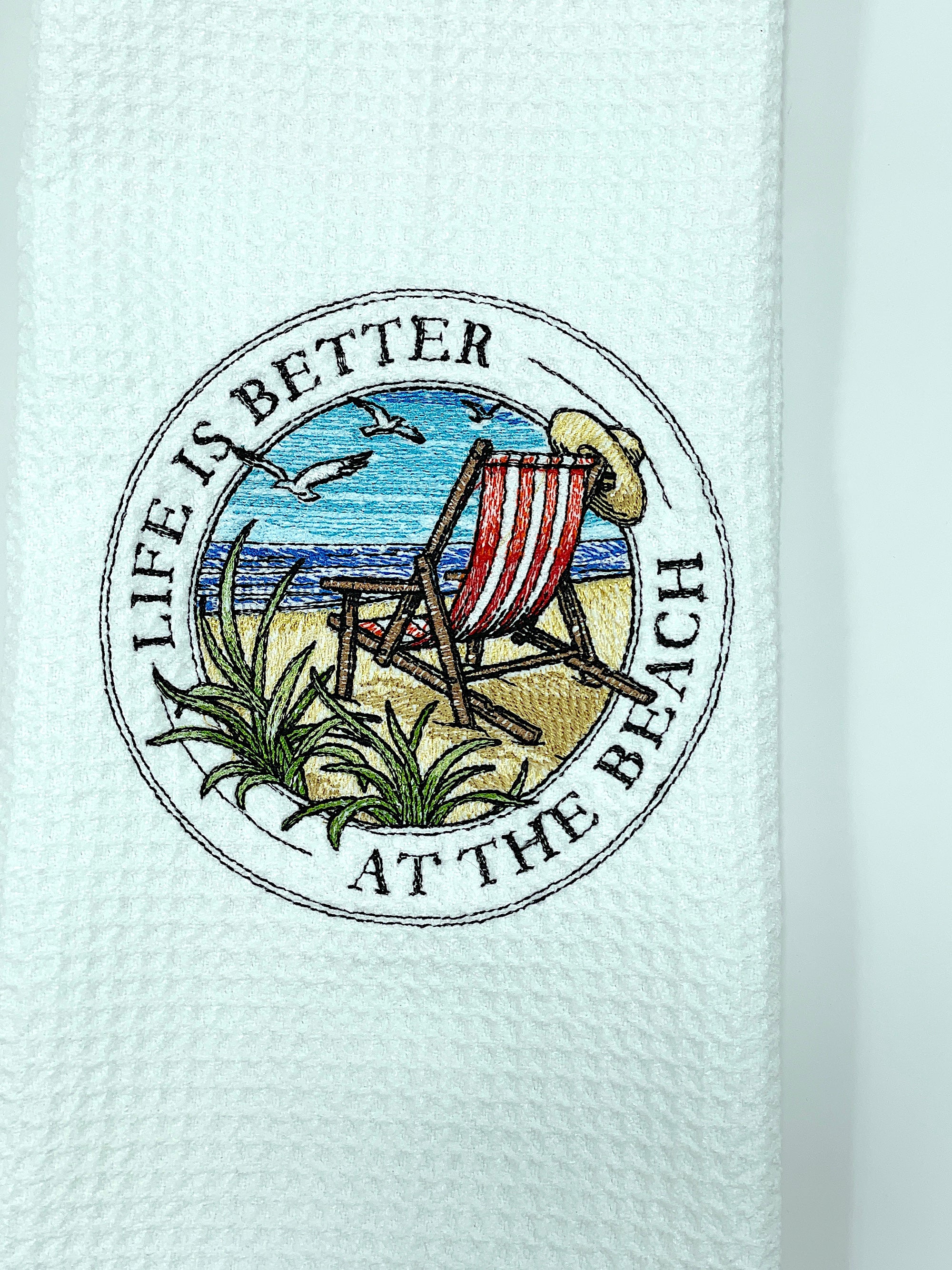 Life is Better at the Beach Microfiber Waffle Weave Hand Towel