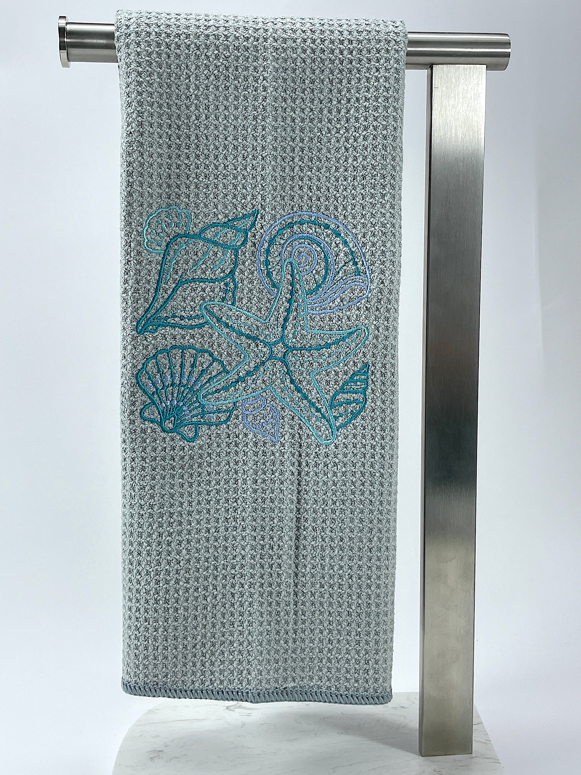 Seashell microfiber waffle weave hand towel