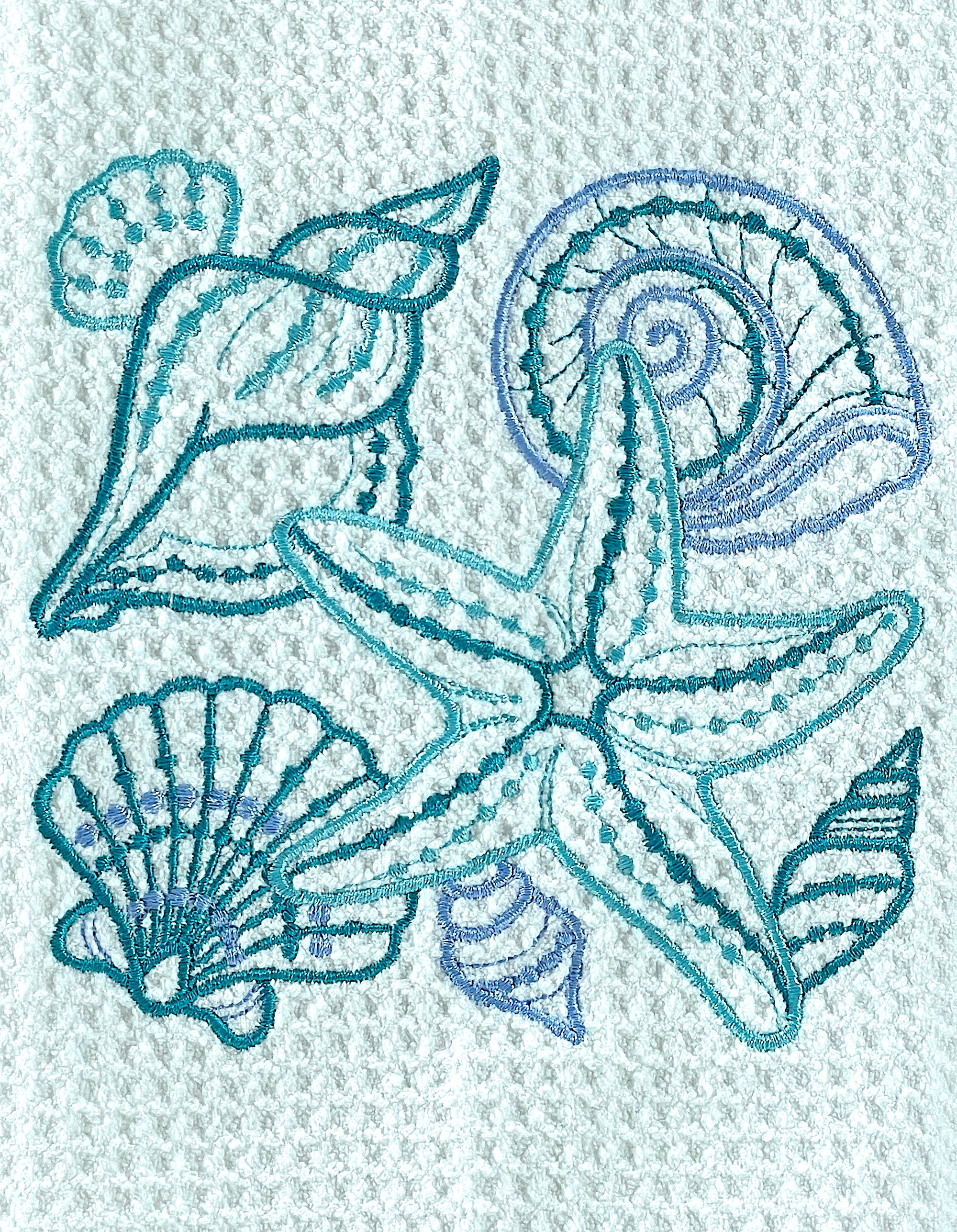 Seashell microfiber waffle weave hand towel