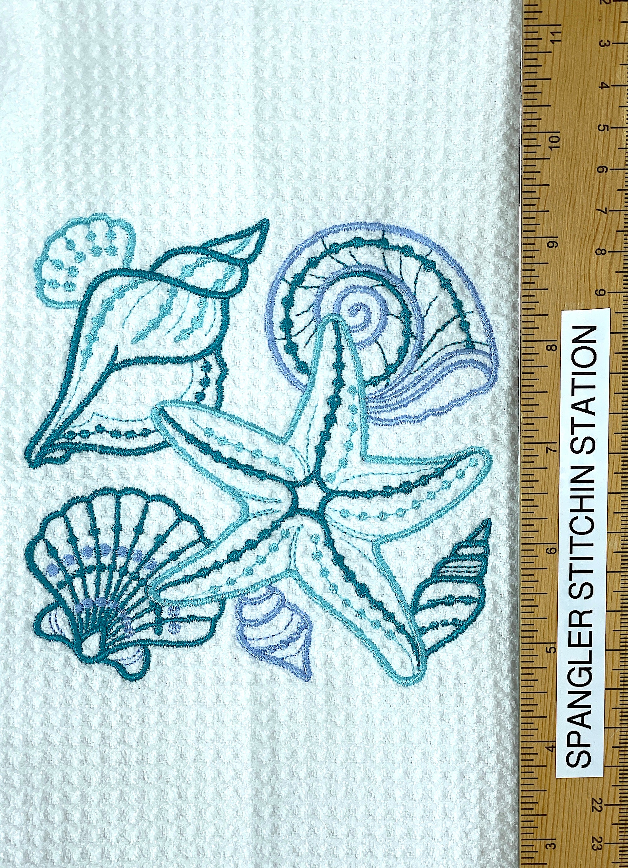Seashell microfiber waffle weave hand towel