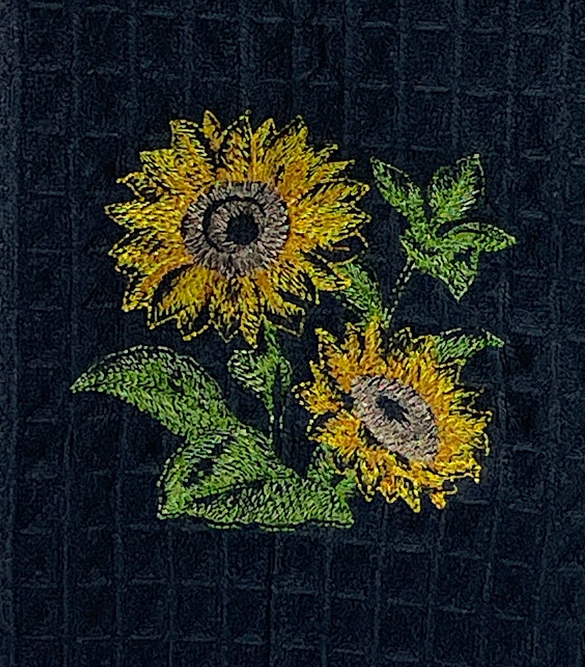 Sunflower Sketch Microfiber Waffle Weave Hand Towel