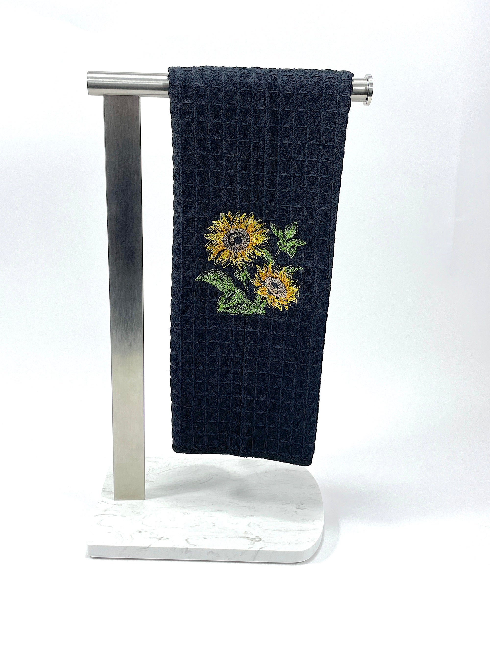Sunflower Sketch Microfiber Waffle Weave Hand Towel