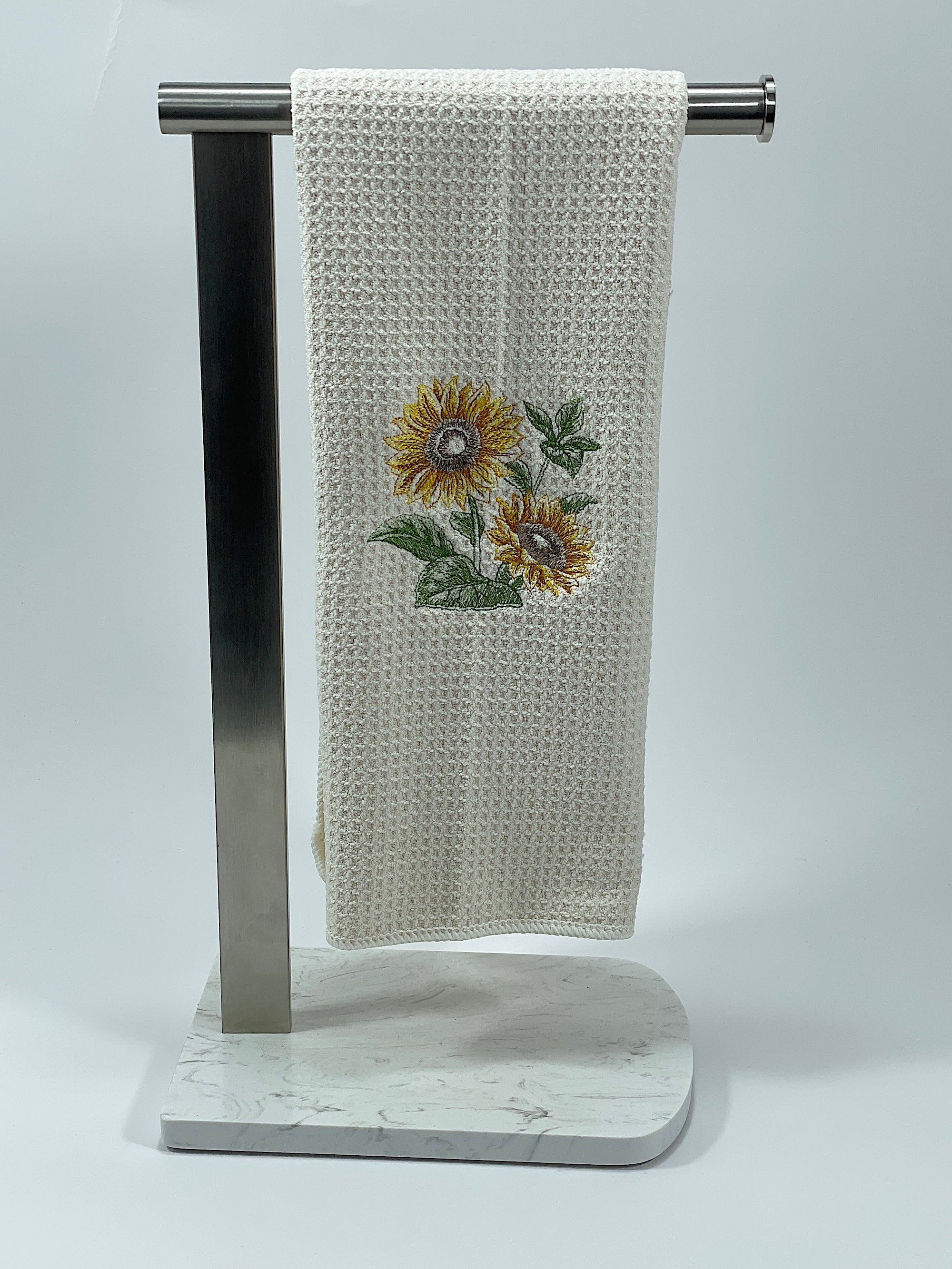 Sunflower Sketch Microfiber Waffle Weave Hand Towel
