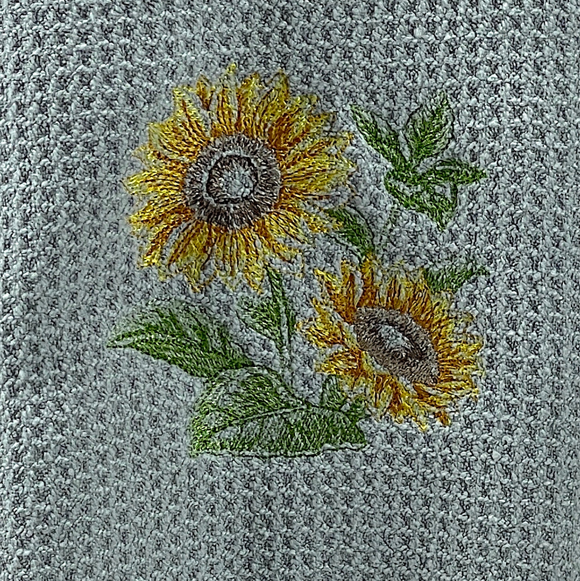 Sunflower Sketch Microfiber Waffle Weave Hand Towel