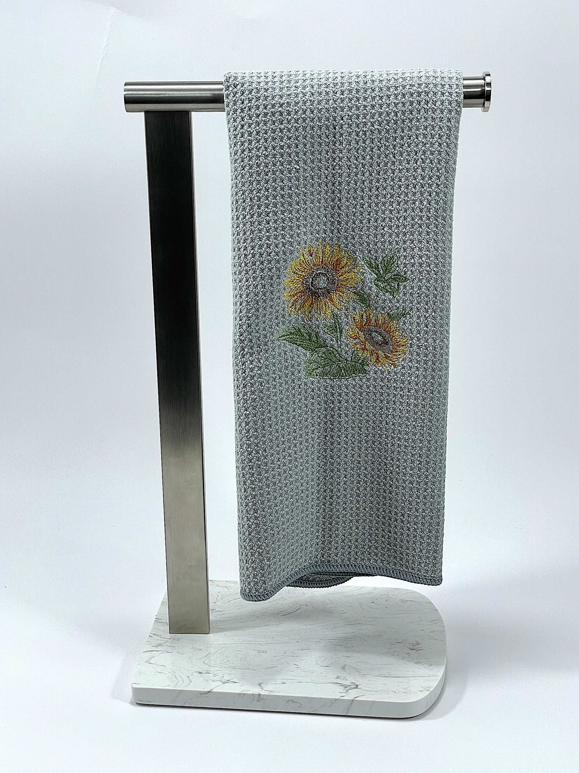 Sunflower Sketch Microfiber Waffle Weave Hand Towel