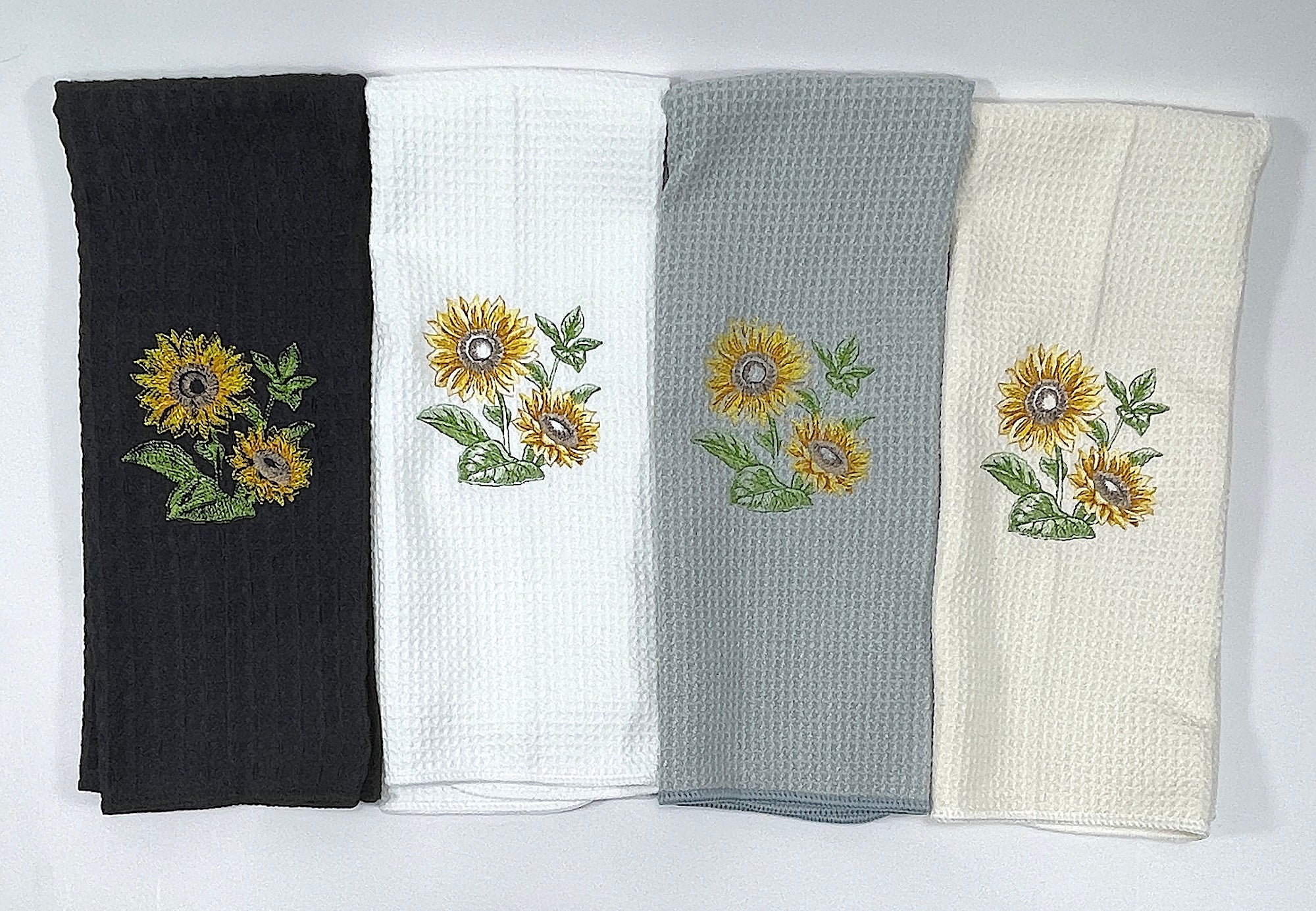Sunflower Sketch Microfiber Waffle Weave Hand Towel
