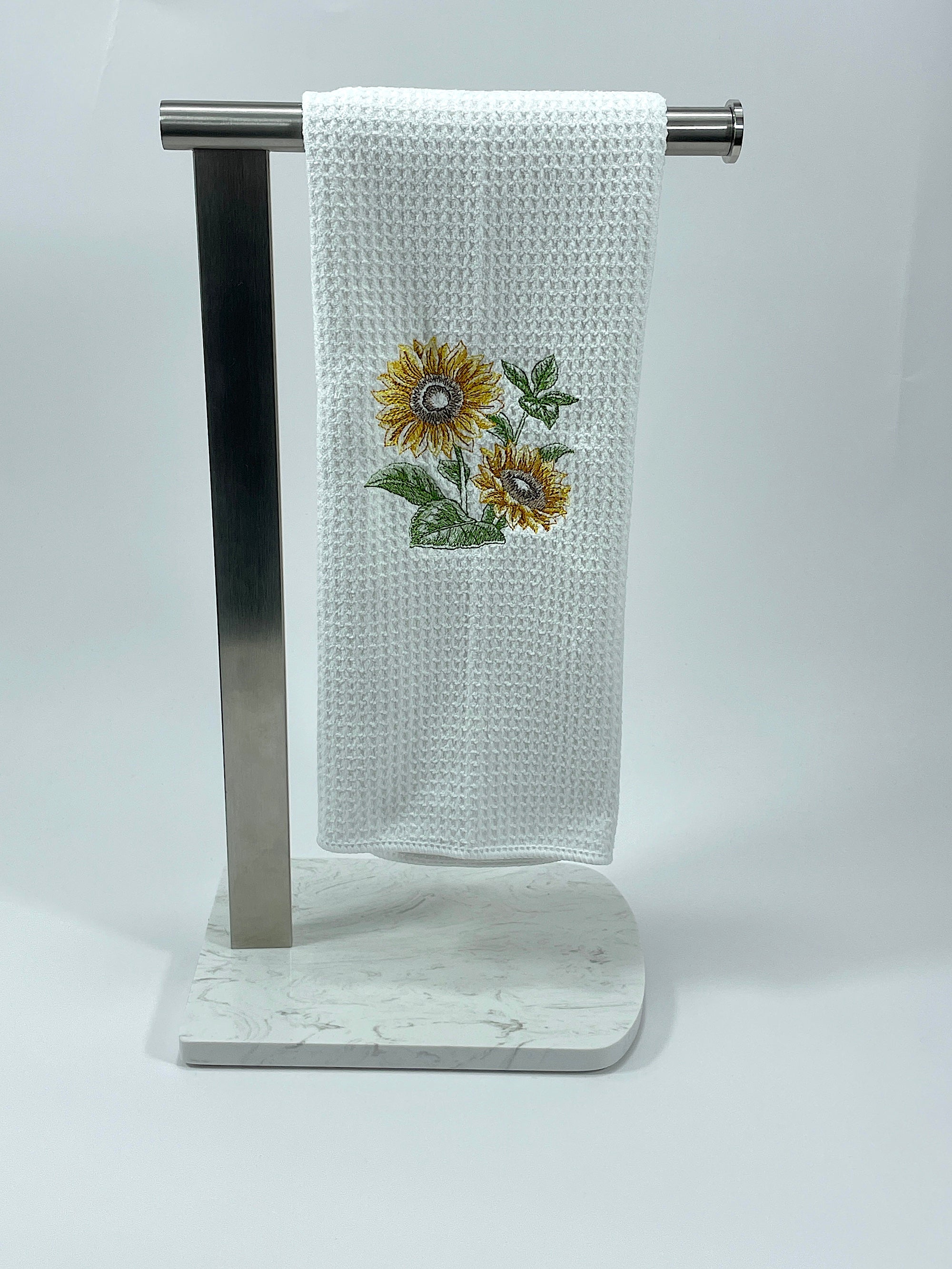Sunflower Sketch Microfiber Waffle Weave Hand Towel