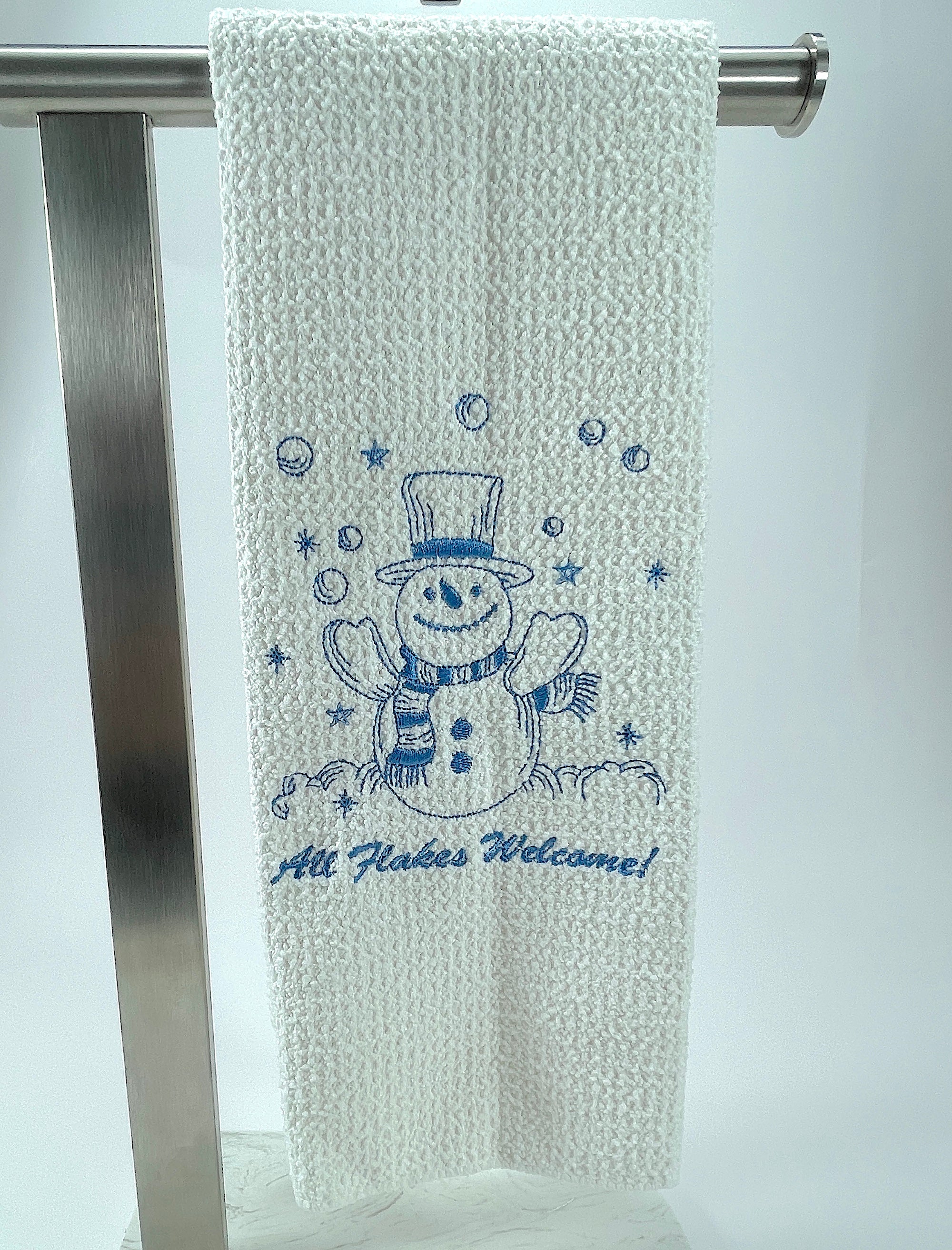 All Flakes Welcome Snowman Towel - microfiber hand  towel - Kitchen towel