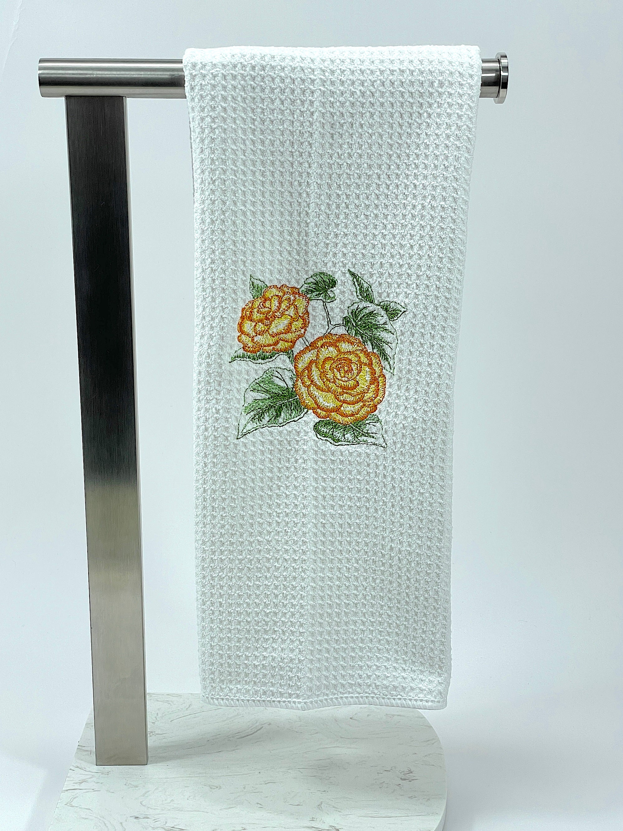 Begonia Sketch towel - microfiber waffle weave hand  towel - Kitchen towel