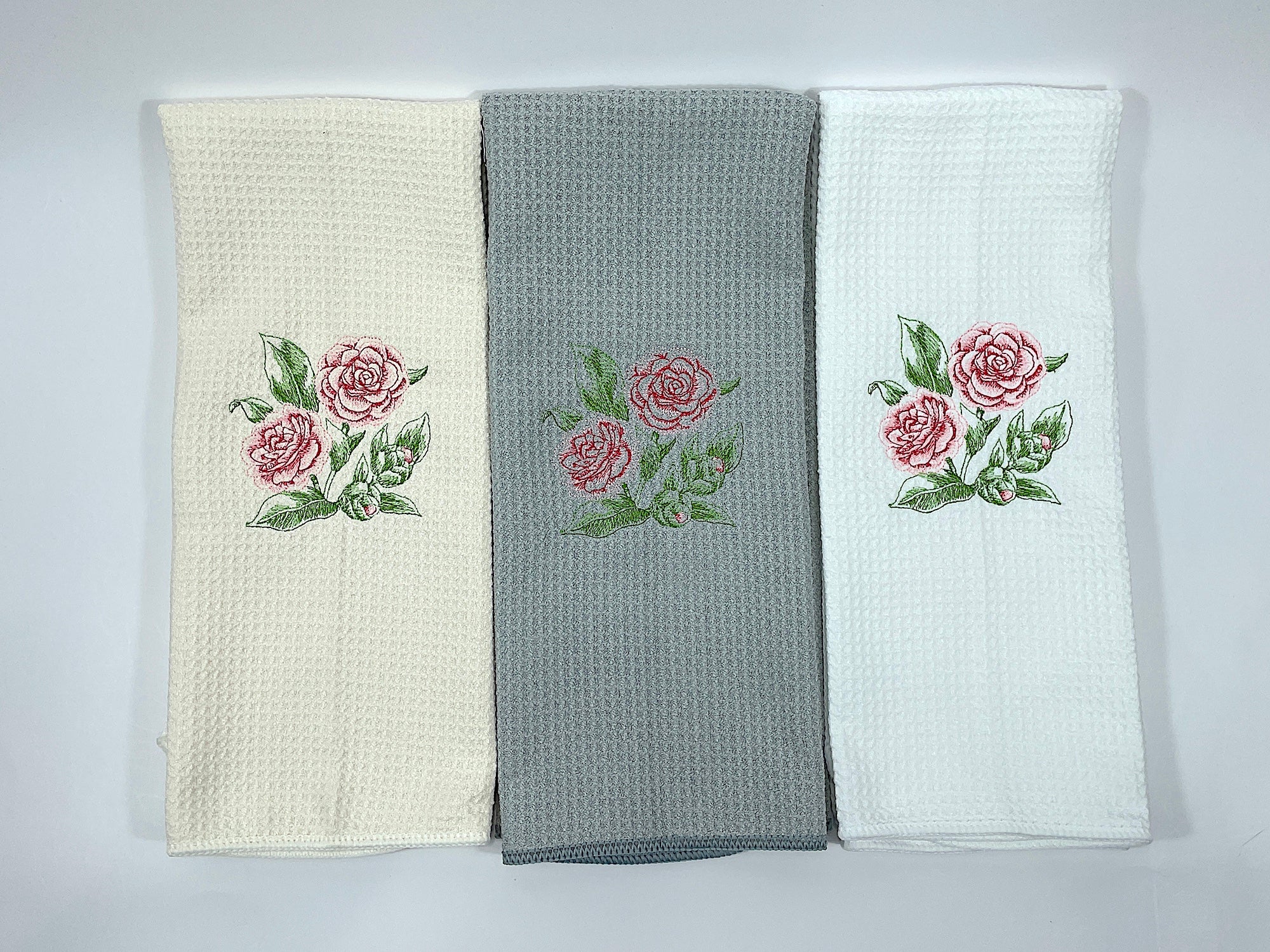 Camelia Sketch towel - microfiber waffle weave hand  towel - Kitchen towel