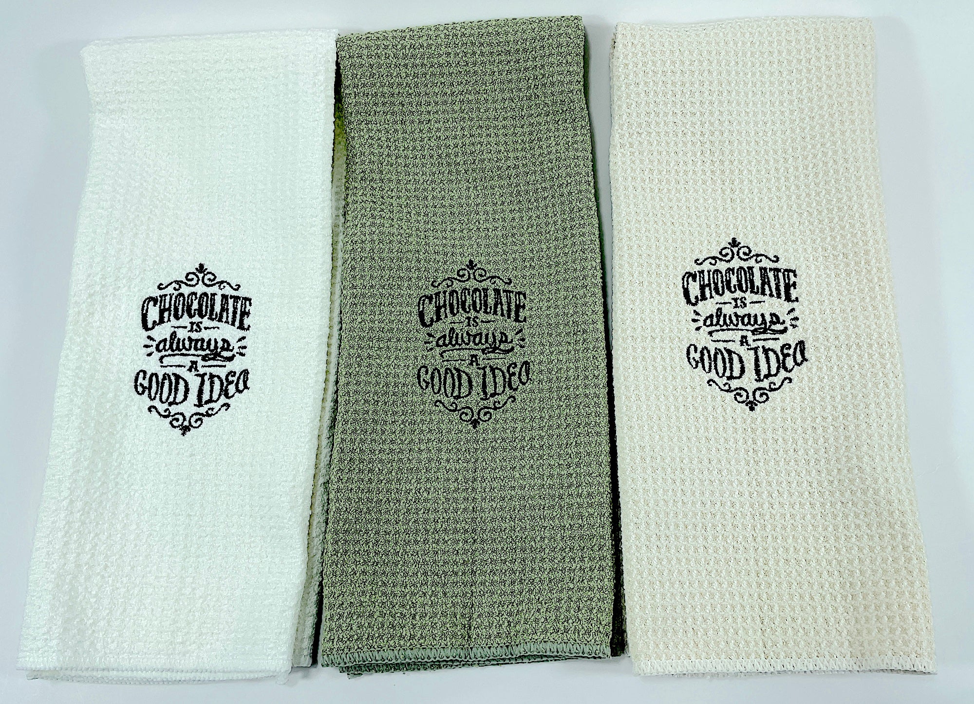 Chocolate is Always a Good Idea  microfiber waffle weave hand  towel