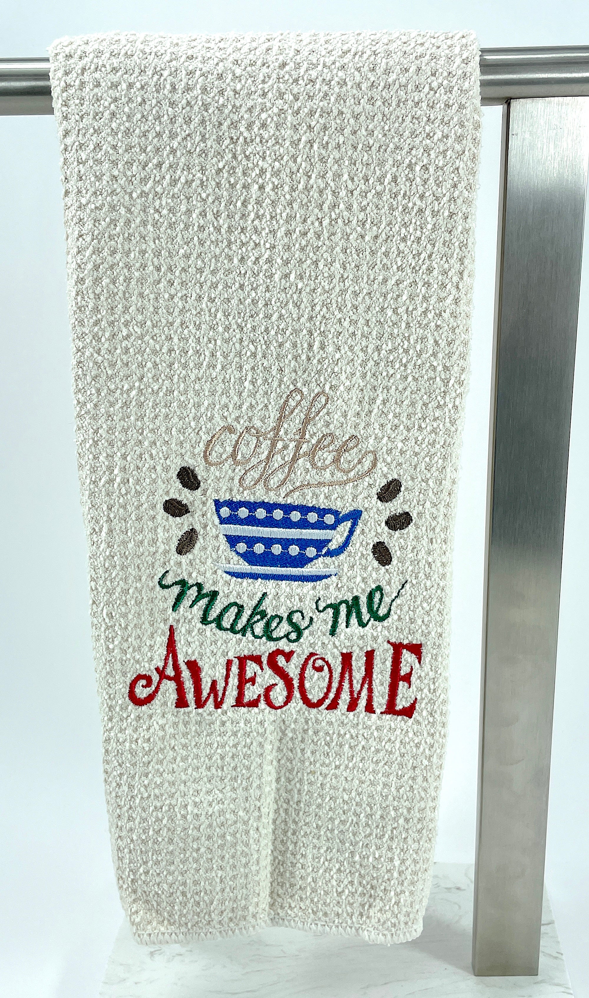 Coffee makes me awesome microfiber waffle weave hand  towel - Kitchen towel