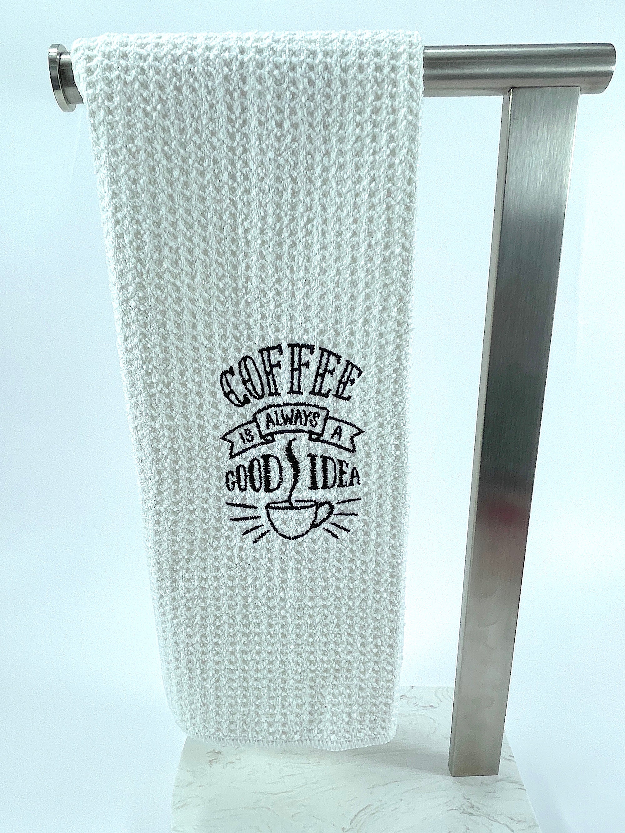 Coffee is always a good idea microfiber waffle weave hand  towel