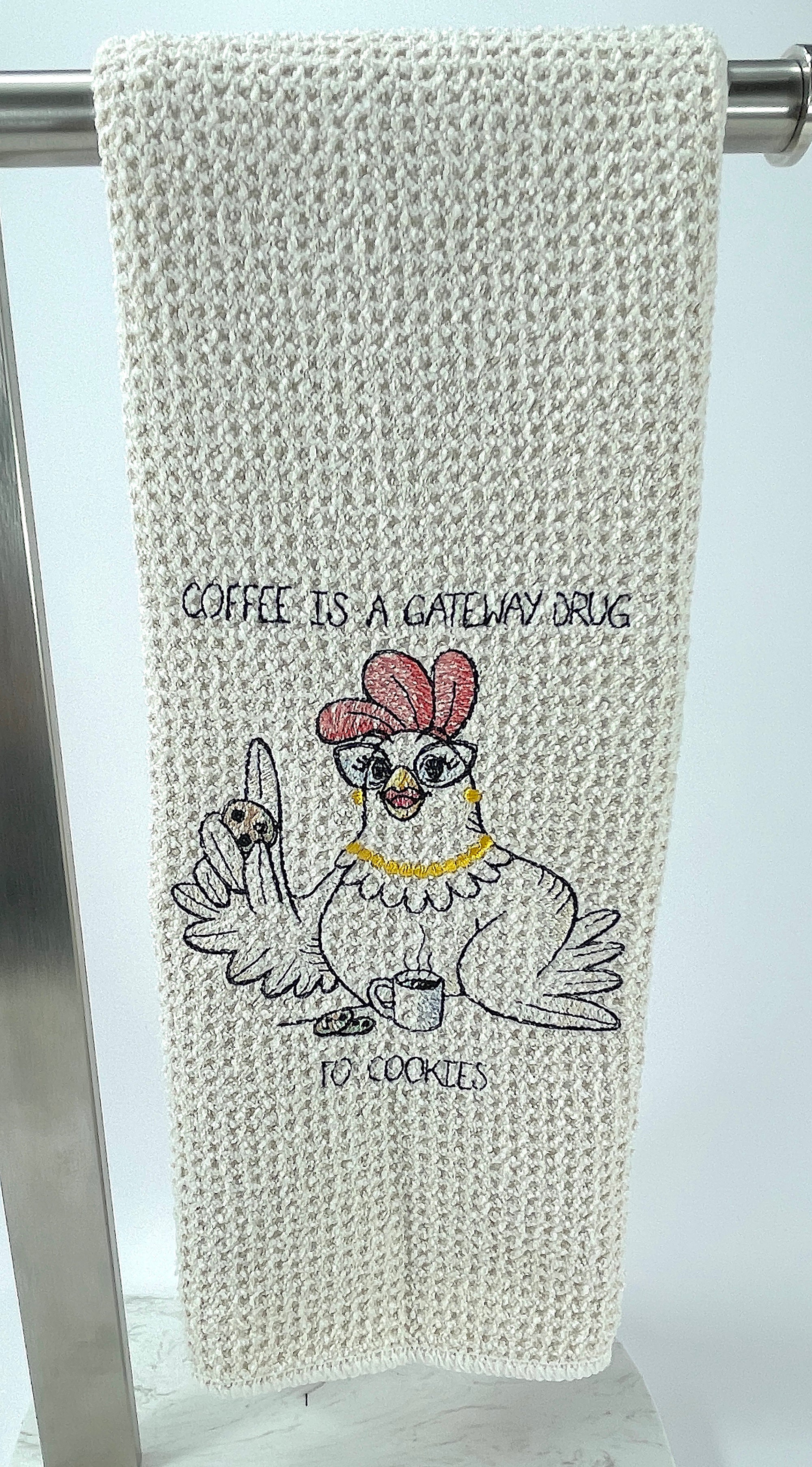 Coffee is a gateway drug to cookies microfiber waffle weave hand  towel