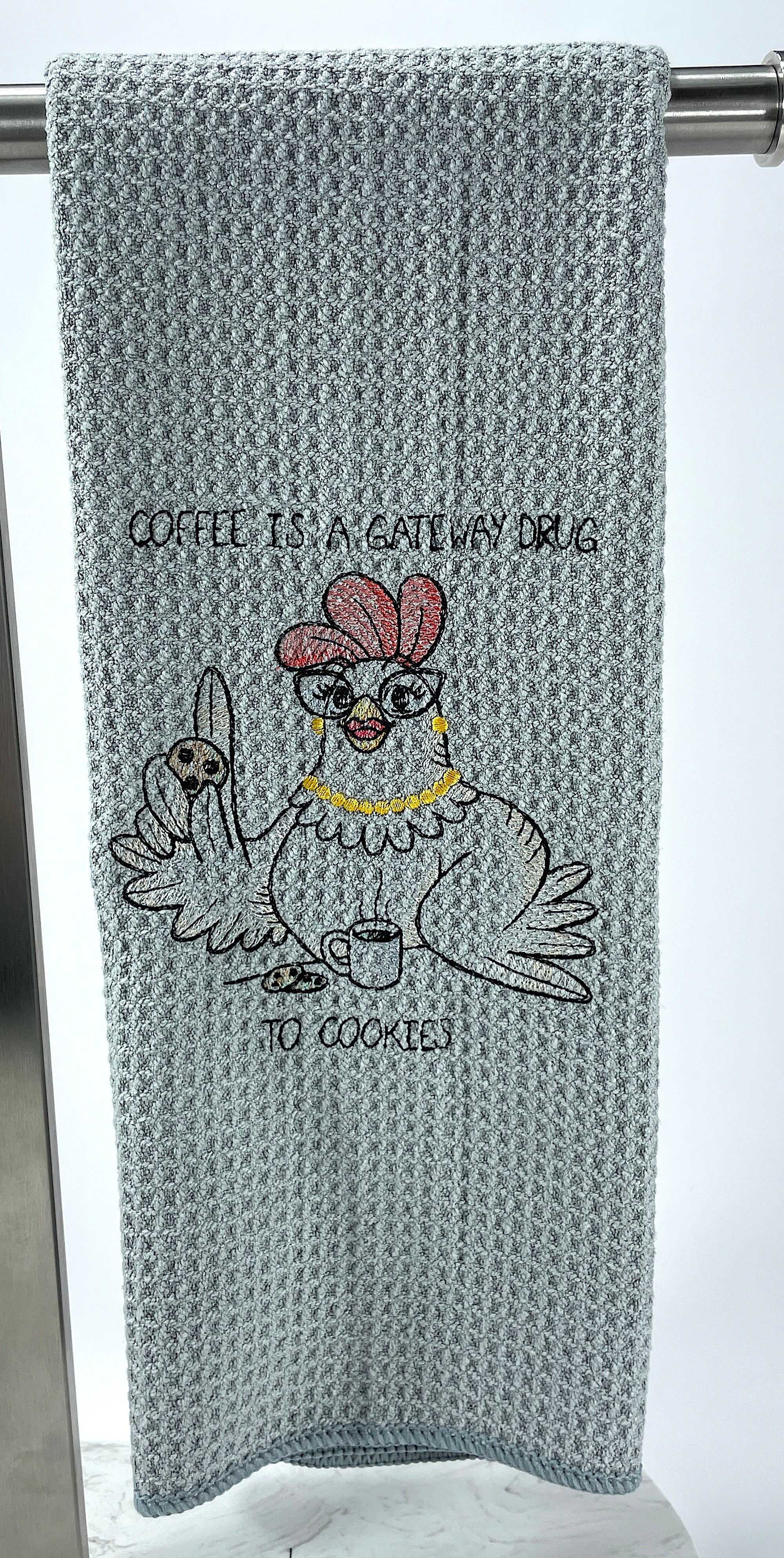 Coffee is a gateway drug to cookies microfiber waffle weave hand  towel