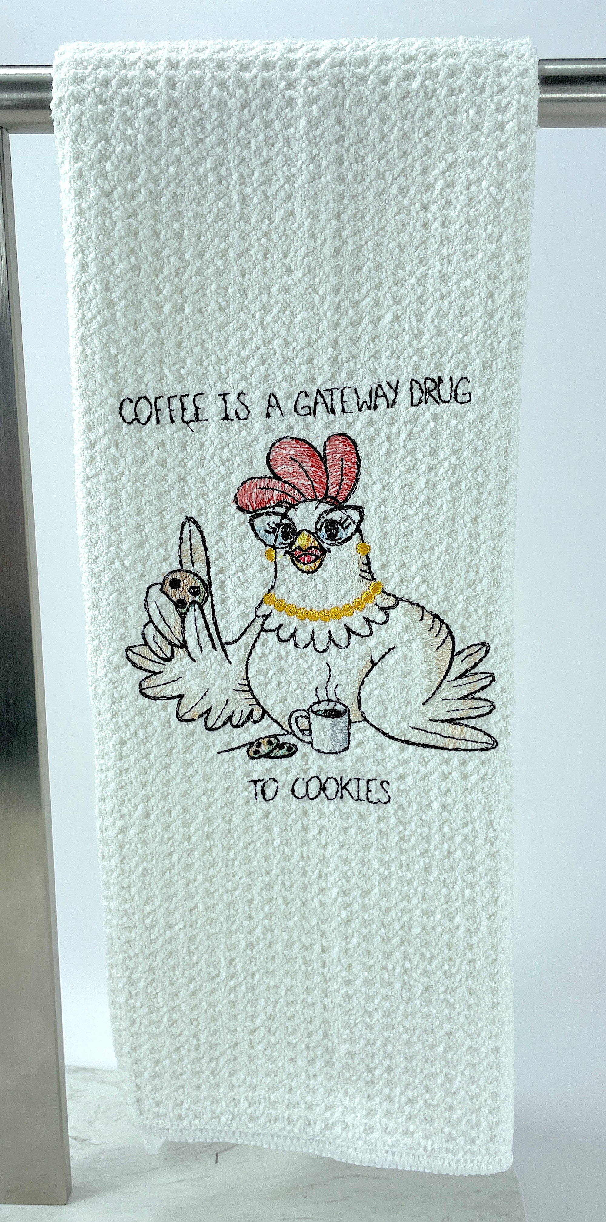 Coffee is a gateway drug to cookies microfiber waffle weave hand  towel