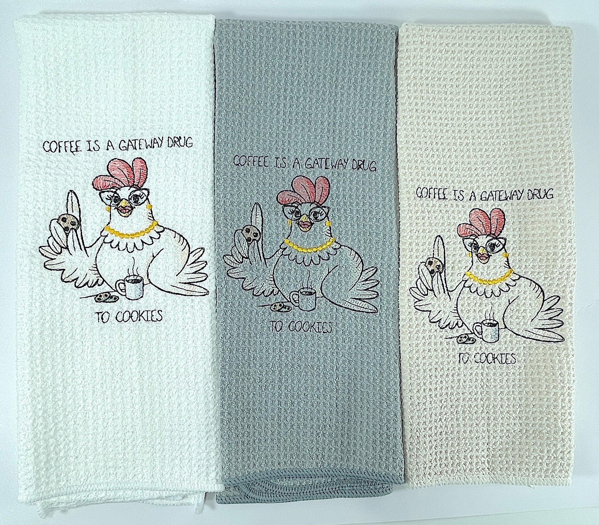 Coffee is a gateway drug to cookies microfiber waffle weave hand  towel