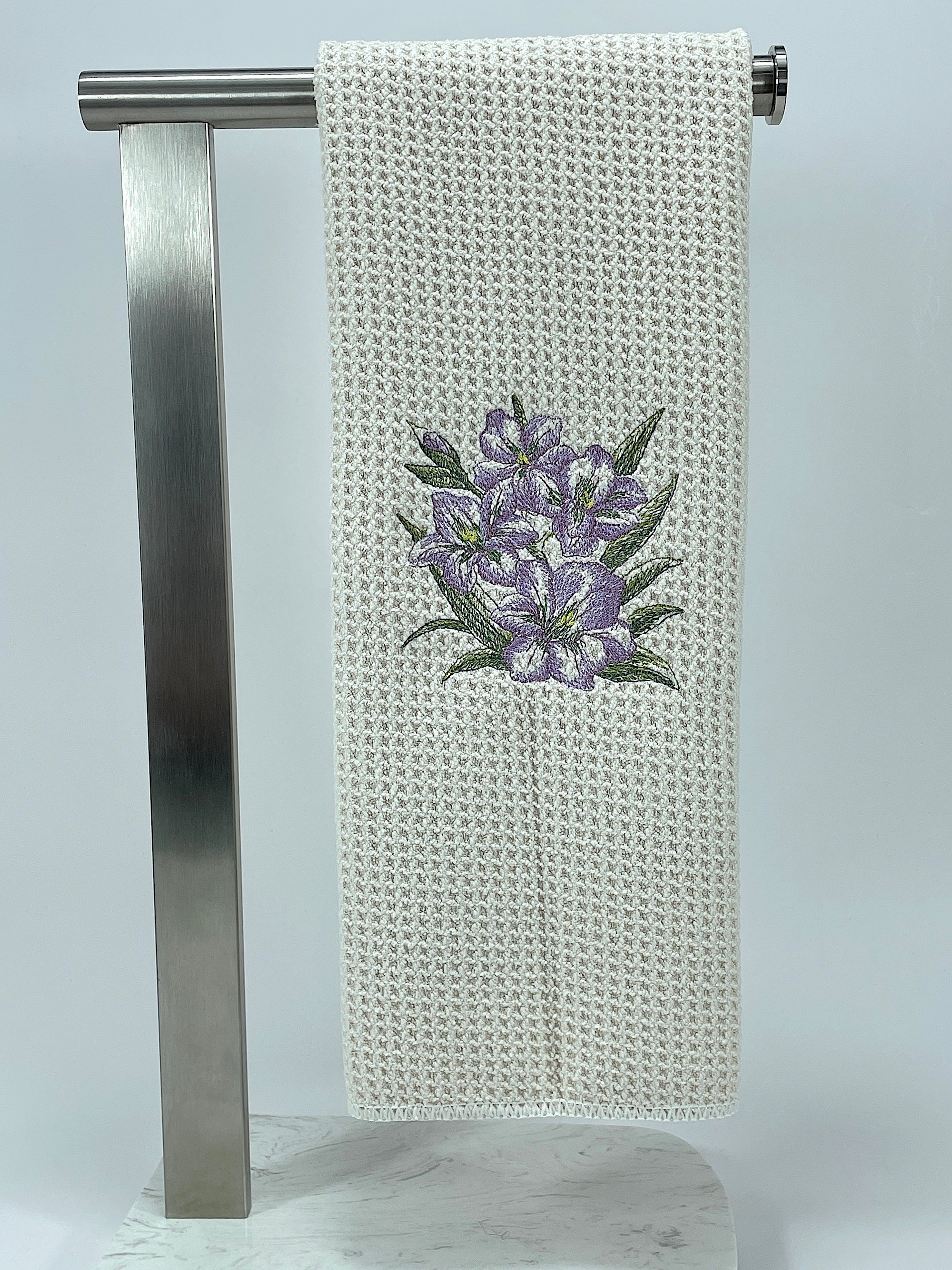 Gladiolus Sketch towel - microfiber waffle weave hand  towel - Kitchen towel