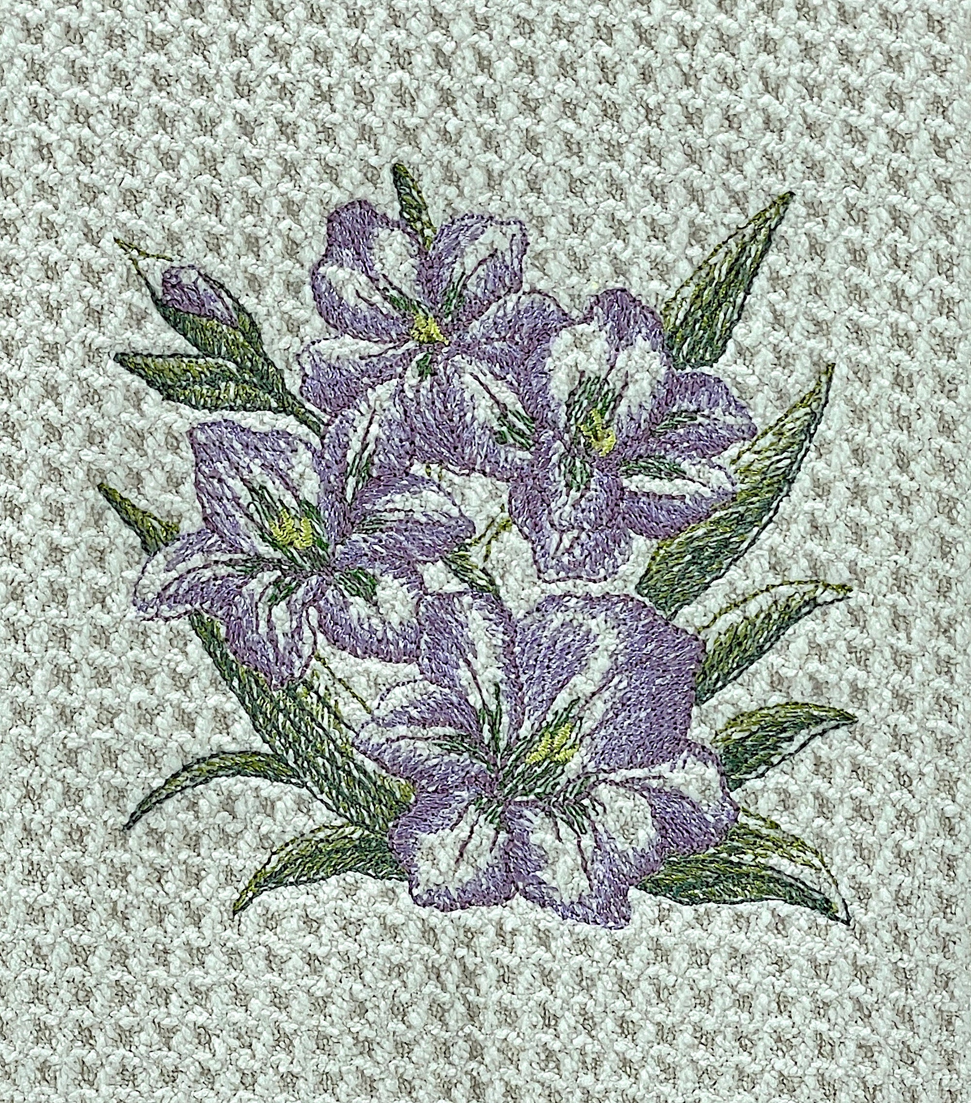 Gladiolus Sketch towel - microfiber waffle weave hand  towel - Kitchen towel