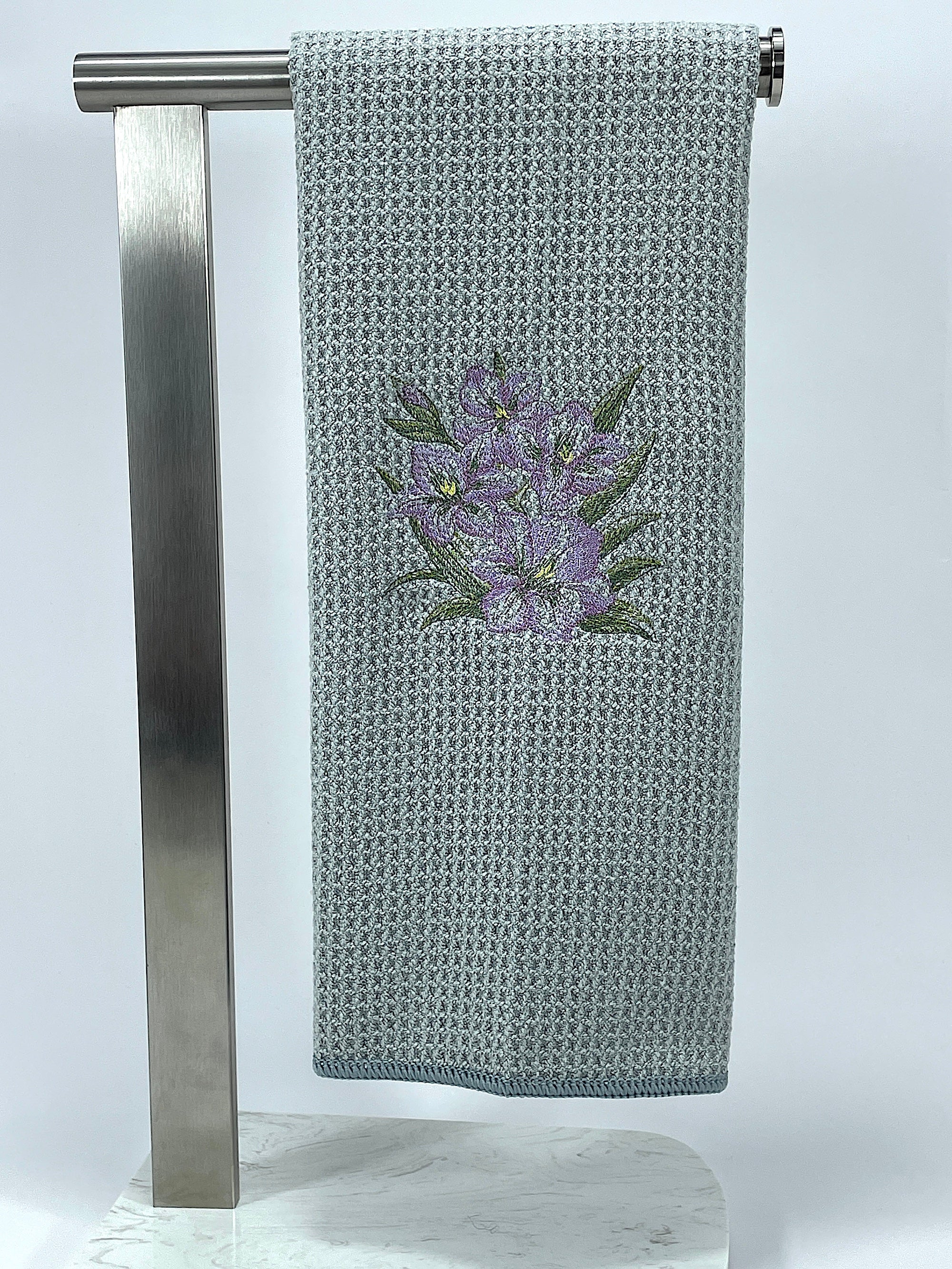 Gladiolus Sketch towel - microfiber waffle weave hand  towel - Kitchen towel